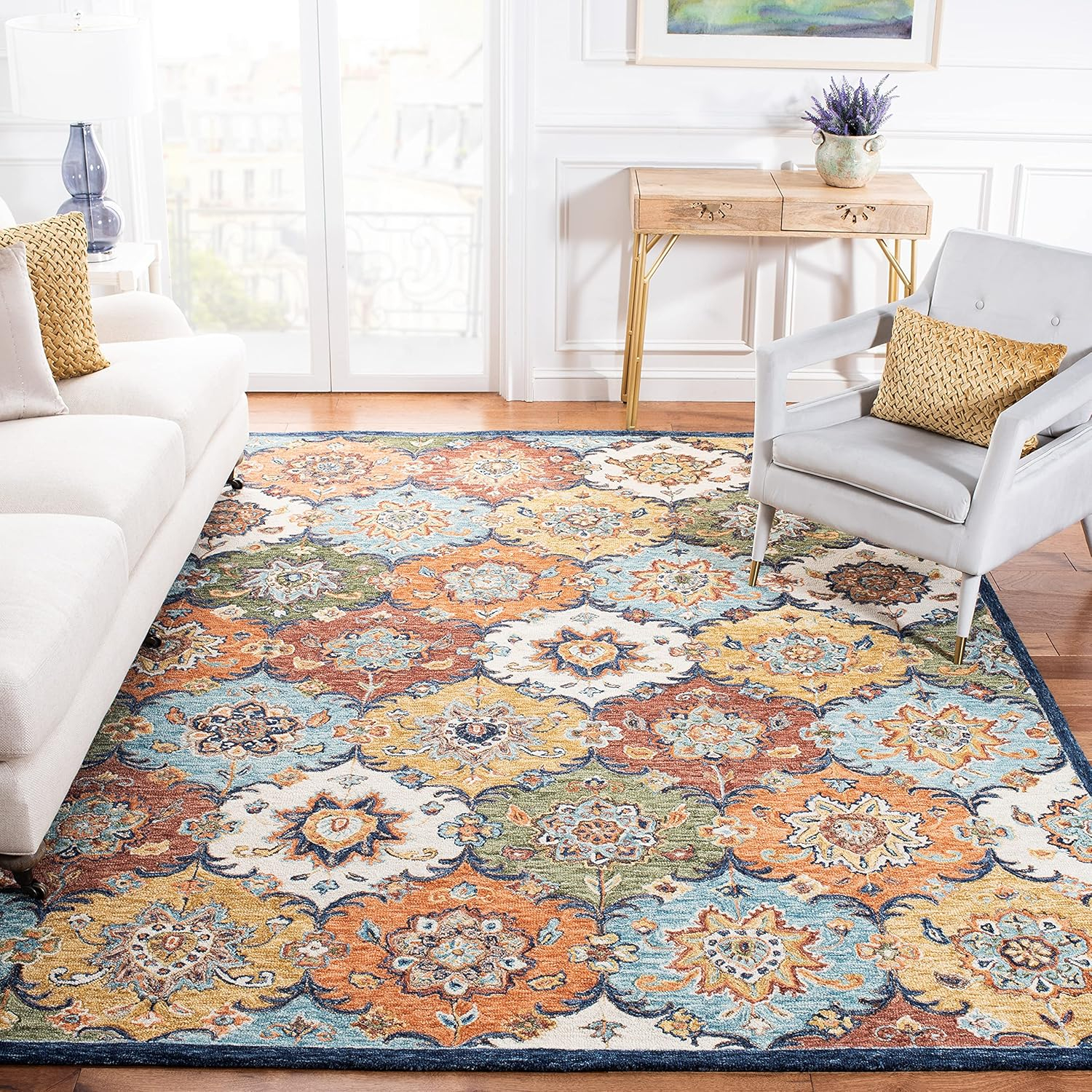 Heritage HG351 Hand Tufted Area Rug - Blue/Rust - 6'x6' - Safavieh.