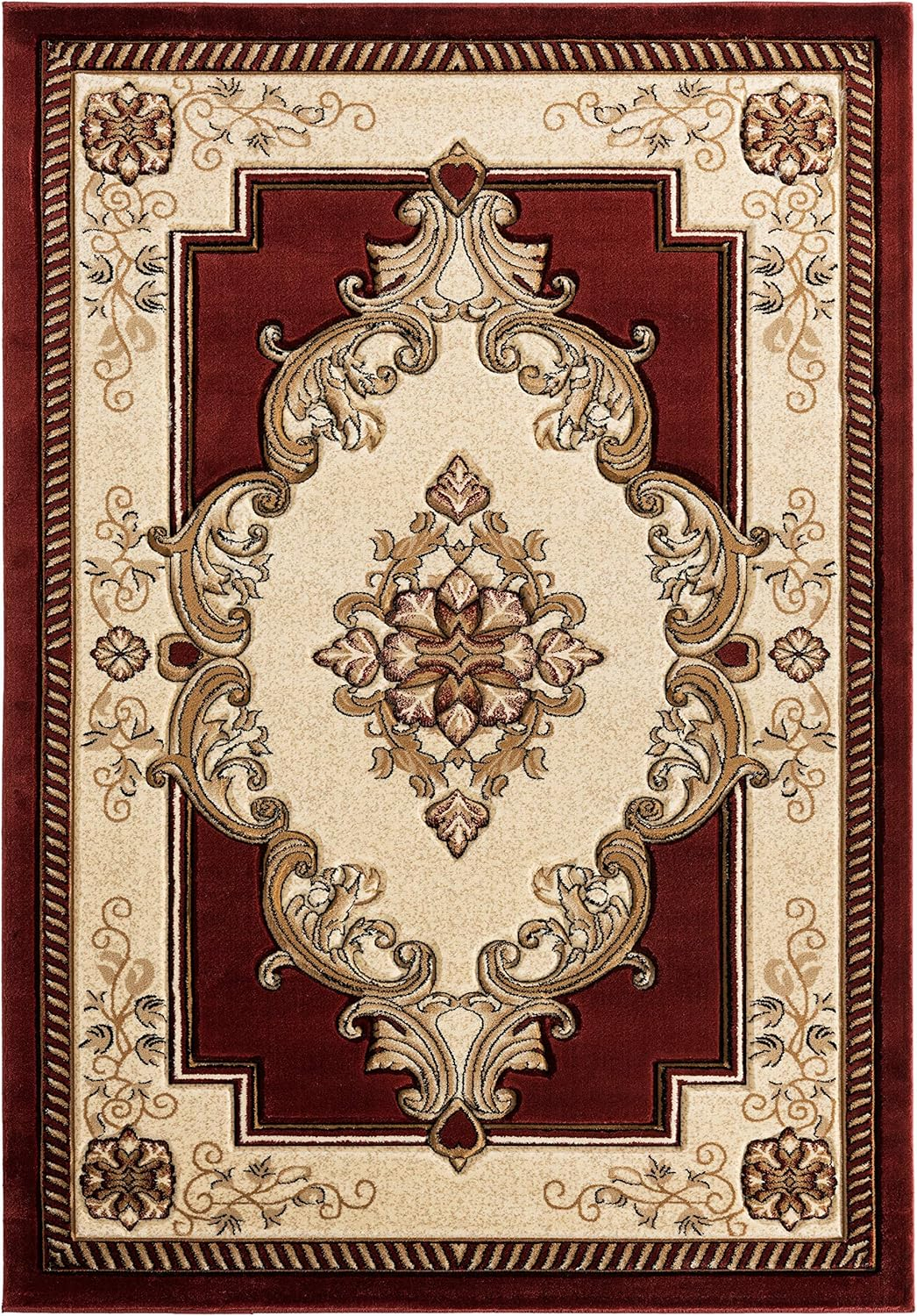 Designer Home Swan Area Rug 2050 10534 Fallon Burgundy Medallion Curls 1' 10" x 2' 8" Rectangle