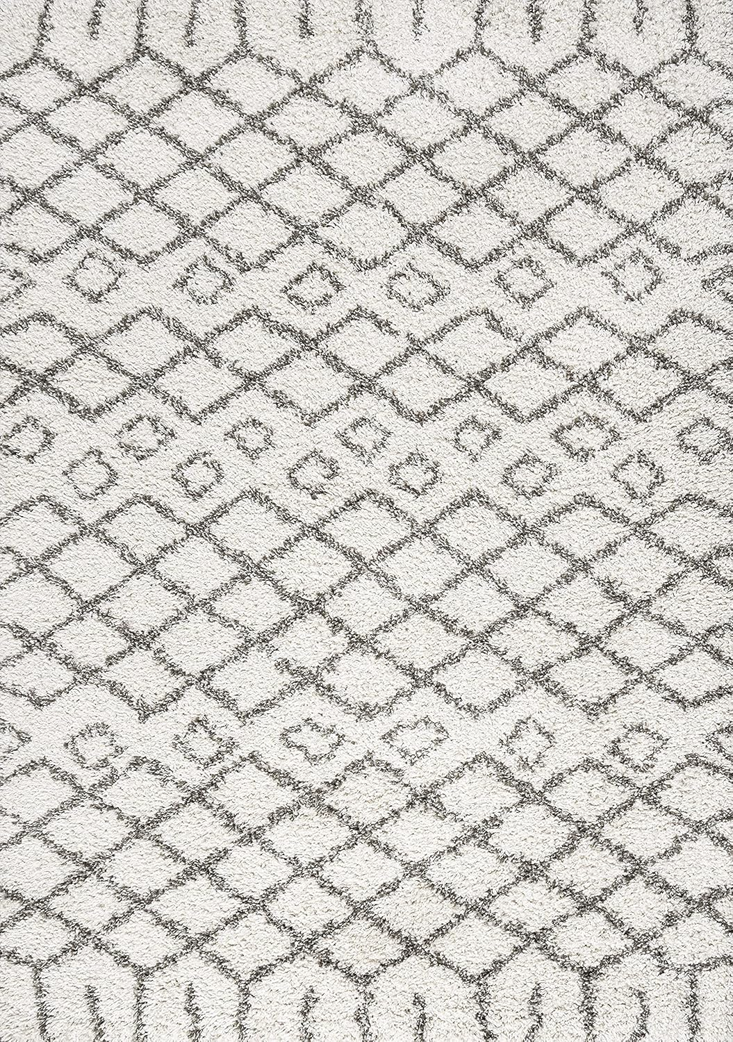 JONATHAN Y SHG104A-8 Algaida Moroccan Diamond Shag Indoor Area-Rug Bohemian Contemporary Modern Geometric Easy-Cleaning High Traffic Bedroom Kitchen Living Room Non Shedding, 8 X 10, Beige/Dark Gray