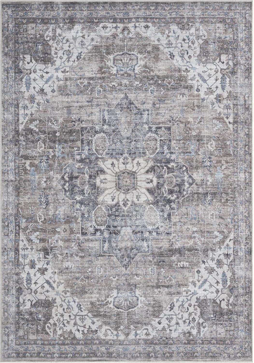 Everwash™ Callaghan Esther Bohemian Medallion Machine Washable Area Rug, Grey, 5'2"x7'2"