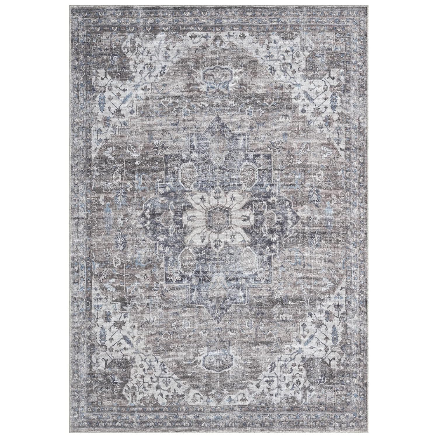 Everwash™ Callaghan Esther Bohemian Medallion Machine Washable Area Rug, Grey, 5'2"x7'2"