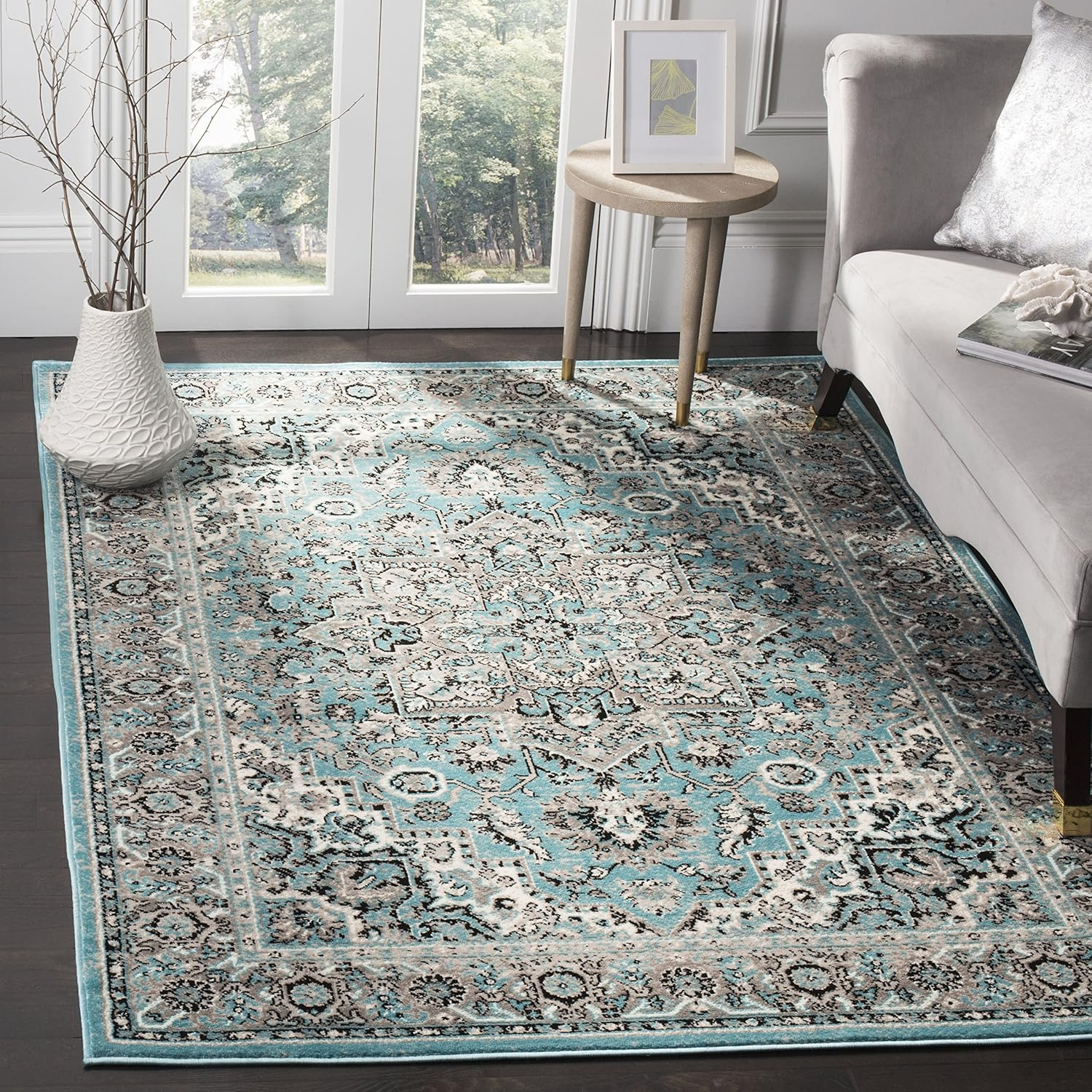 SAFAVIEH Skyler Collection SKY126M Blue / Ivory Rug