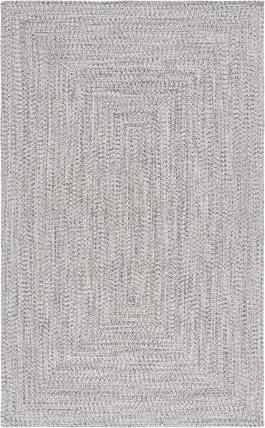 SAFAVIEH Braided Collection Area Rug - 5' x 8', Grey & Ivory, Handmade Farmhouse, Ideal for High Traffic Areas in Living Room, Bedroom (BRA201F)
