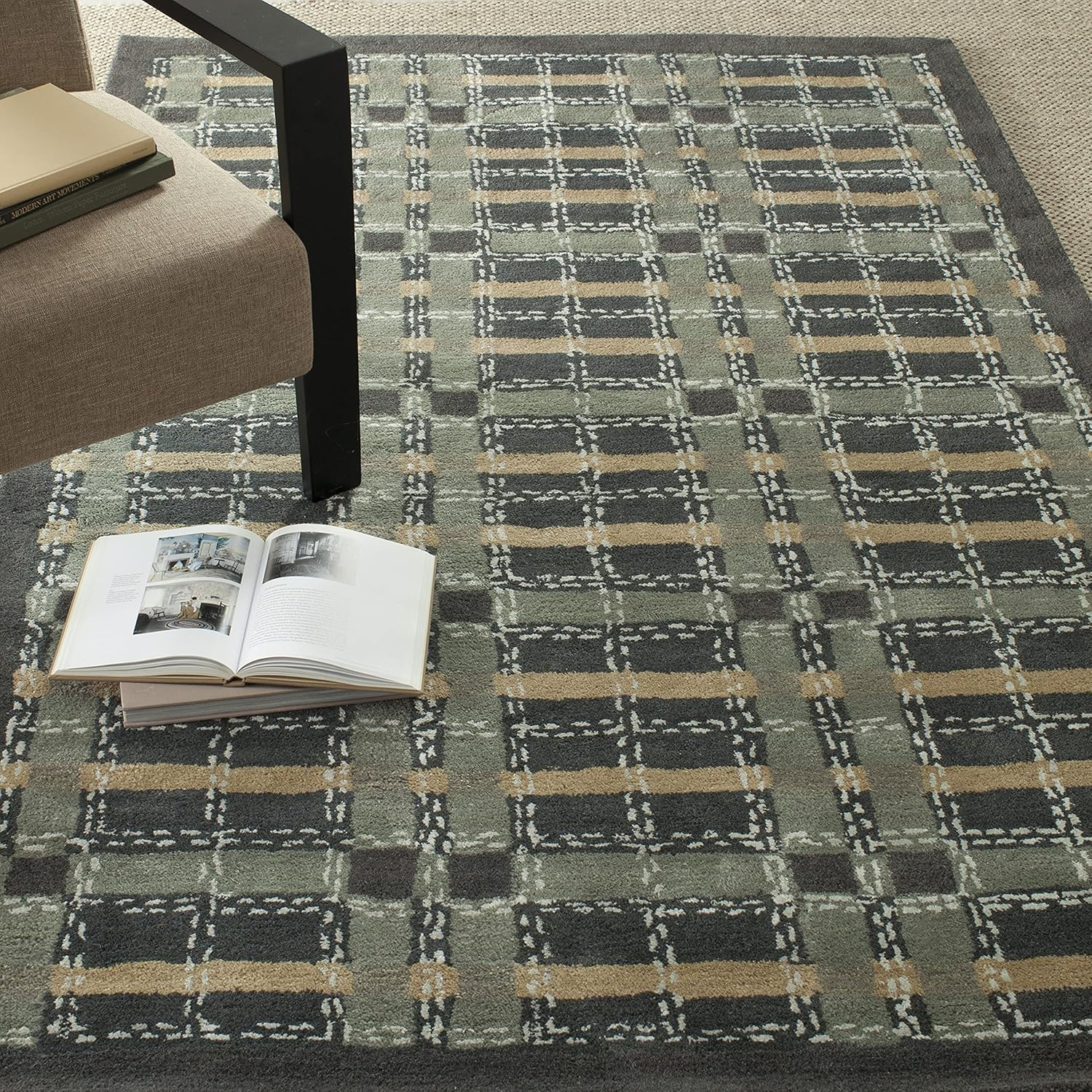 SAFAVIEH Martha Stewart Thalia Colorweave Plaid Area Rug, Wrought Iron Navy, 5' x 8'