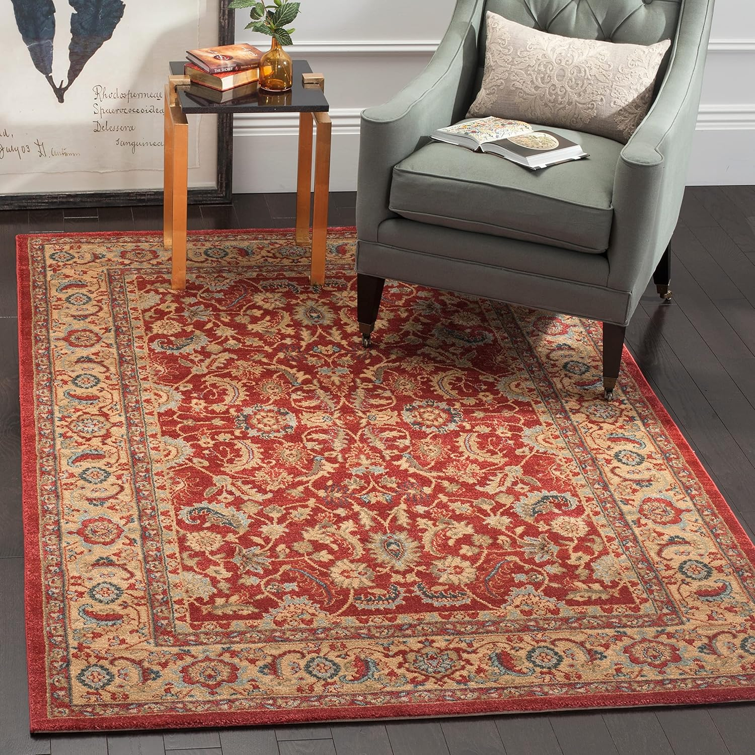 SAFAVIEH Mahal Gorgi Oriental Area Rug, Red/Natural, 9' x 12'