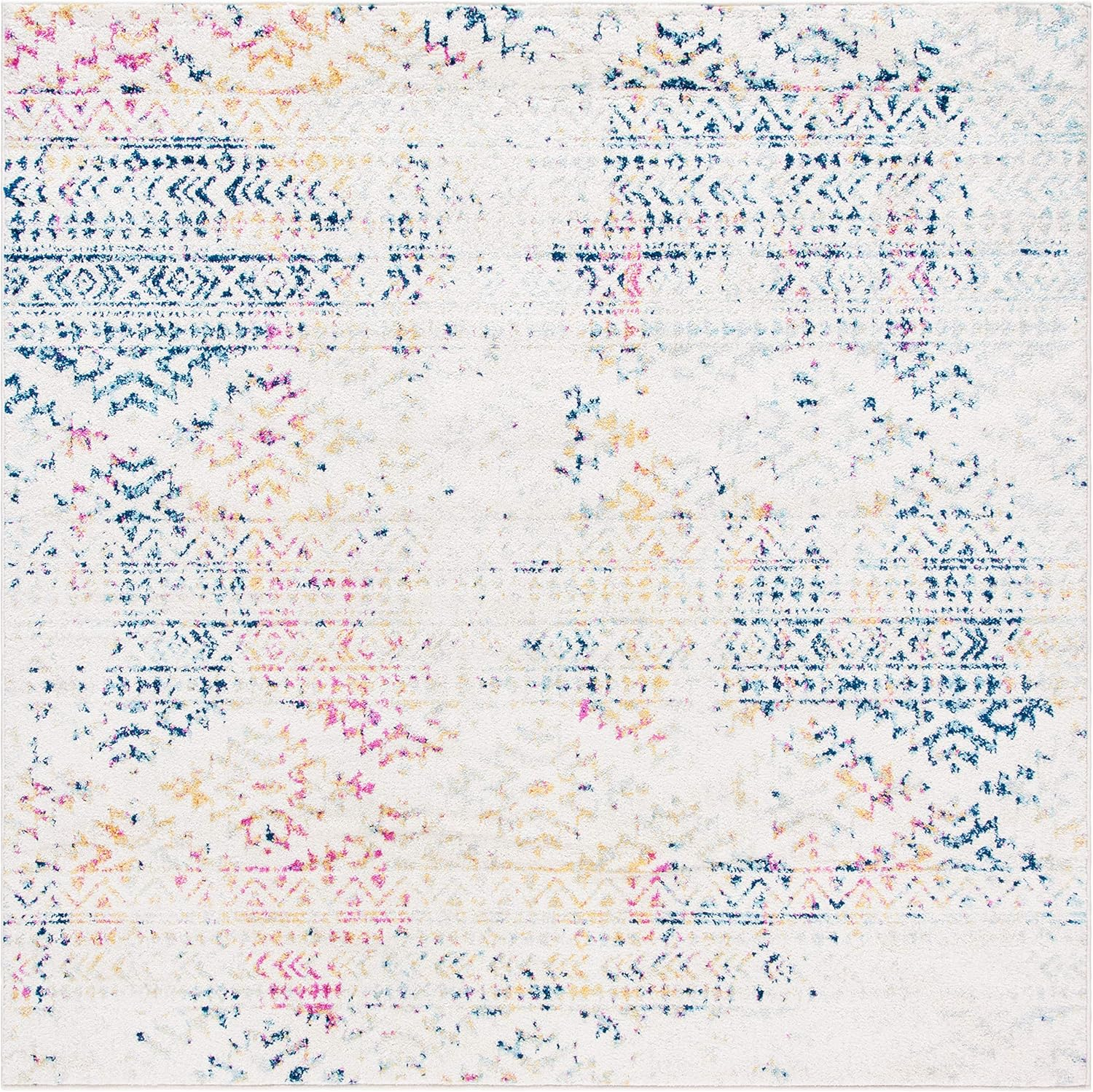 SAFAVIEH Tulum Lakisha Oriental Area Rug, Ivory/Blue, 11' x 11' Square