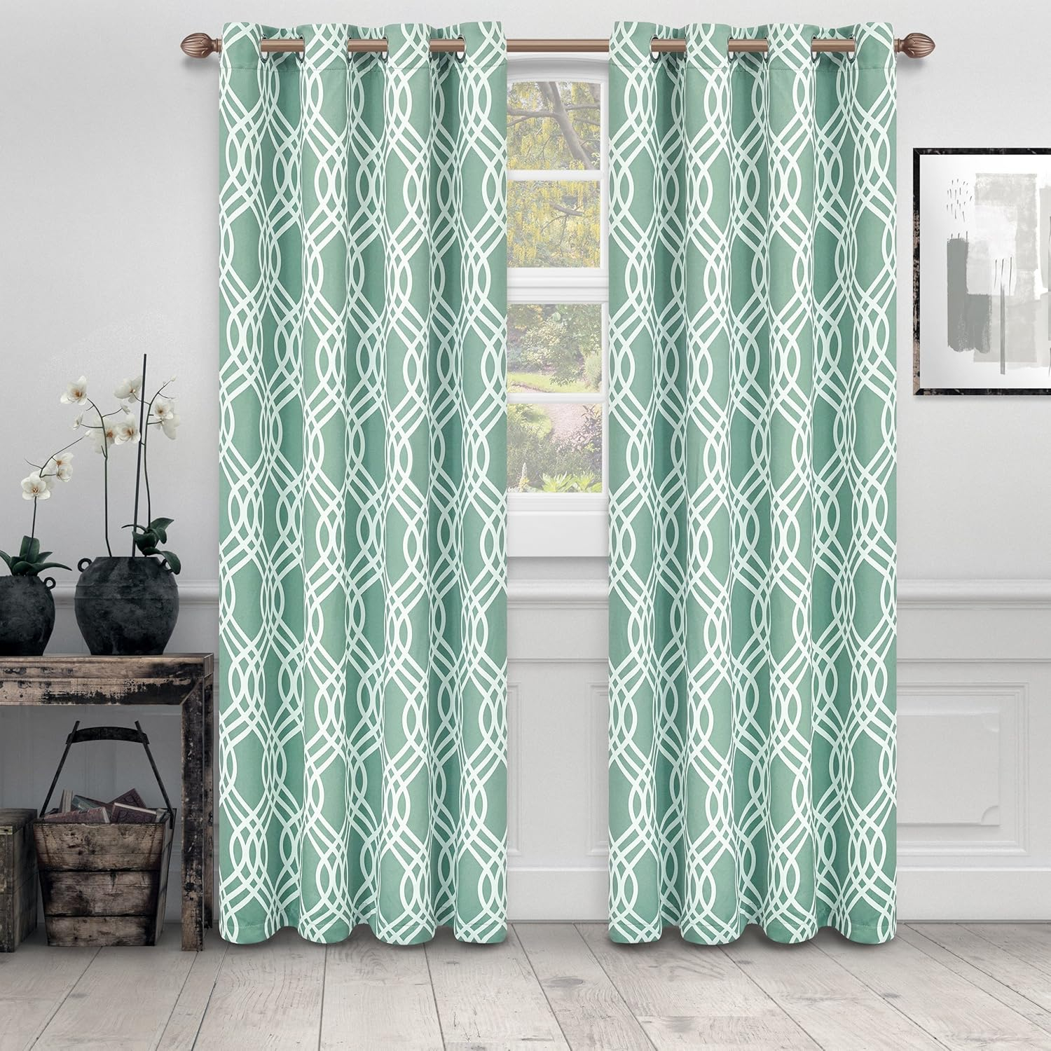 Superior Ribbon Blackout Curtains, Grommet Header, Set of 2, 52" x 96", Teal