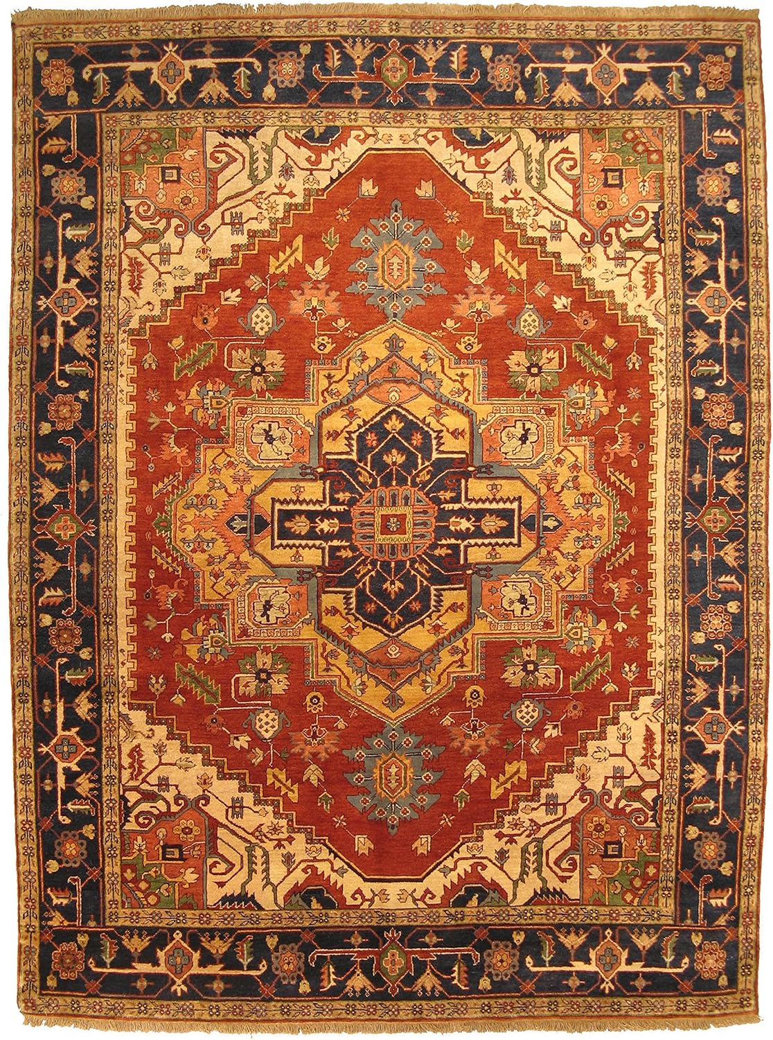 EORC Rust Hand-Knotted Wool Traditional Oriental Rug - Timeless Elegance and Luxurious Craftsmanship