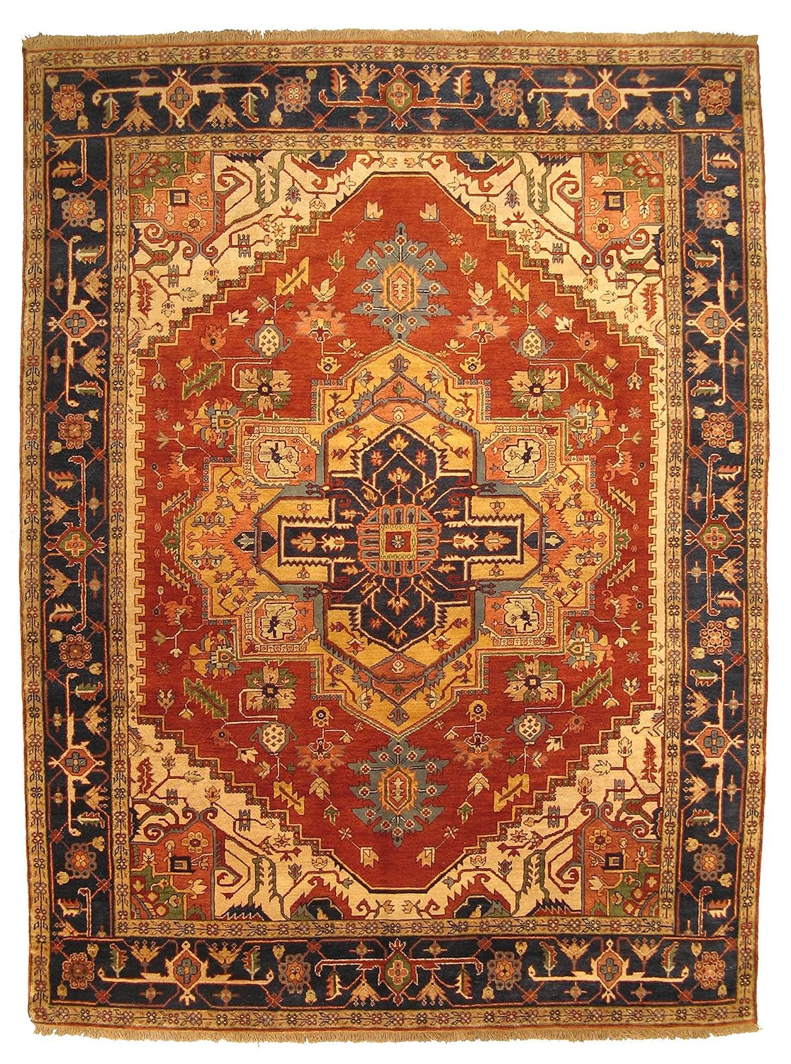 EORC Rust Hand-Knotted Wool Traditional Oriental Rug - Timeless Elegance and Luxurious Craftsmanship