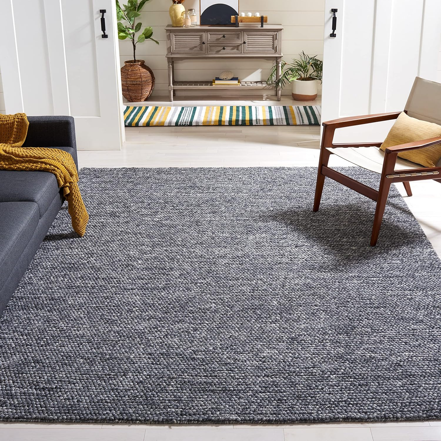 SAFAVIEH Natura Feride Geometric Area Rug, Dark Grey, 9' x 12'