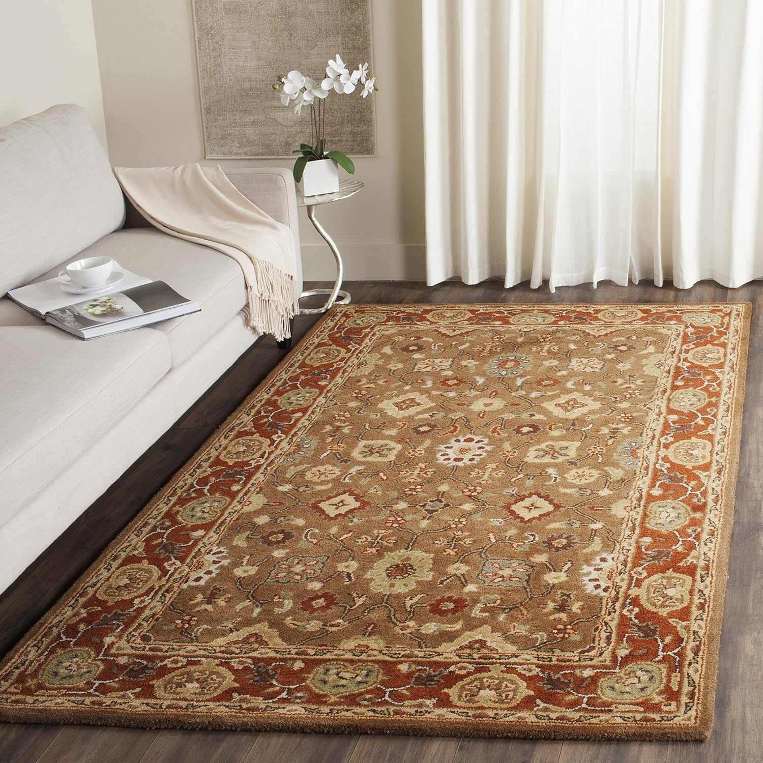 Heritage HG952 Hand Tufted Area Rug - Moss/Rust - 8'3"x11' - Safavieh.