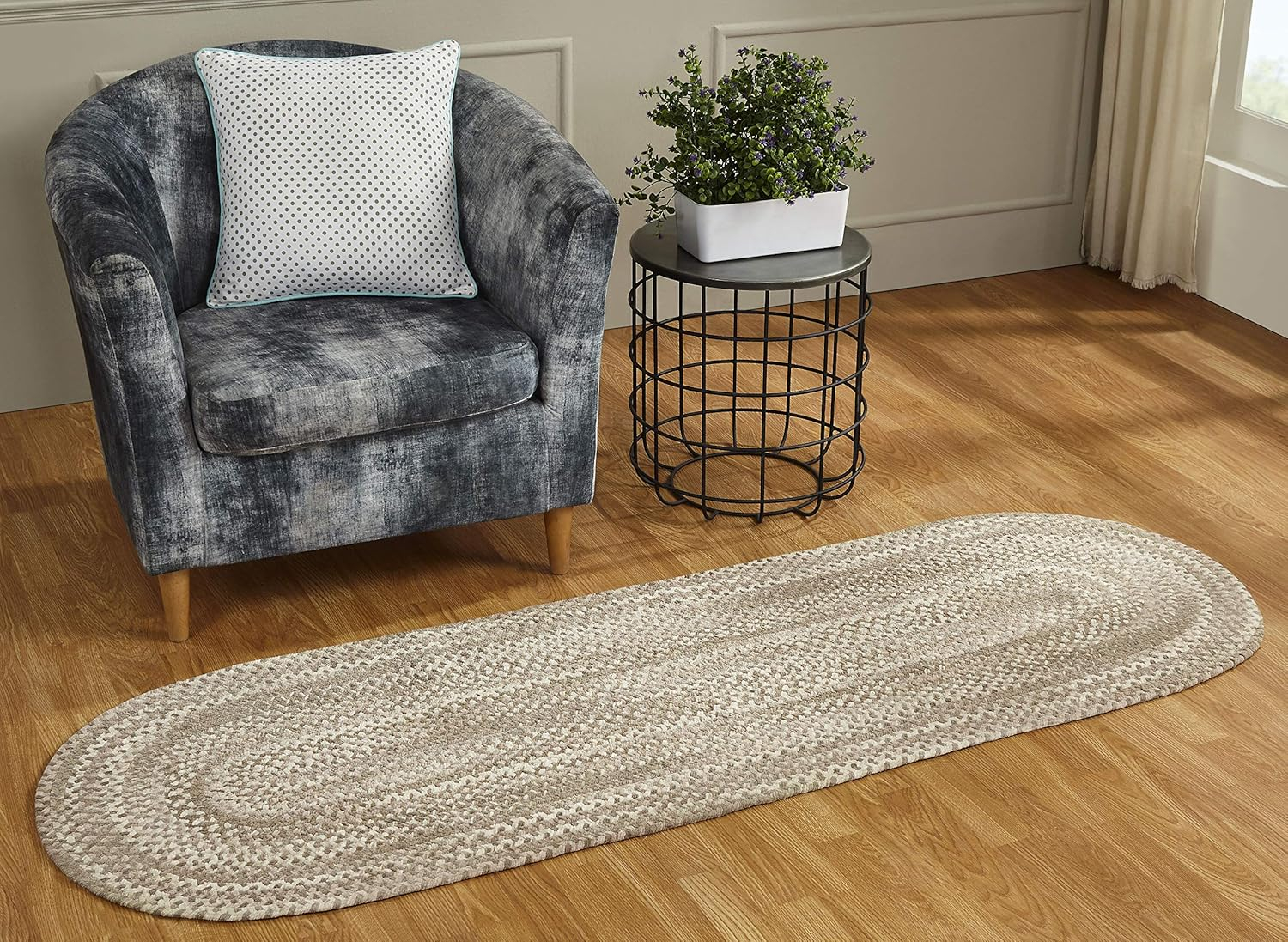 Better Trends Braided Runner Rug 24"x 72" 100% Cotton Rug for Indoor Use, Area Rug for Bedroom Ombre Chenille Collection - (Beige)