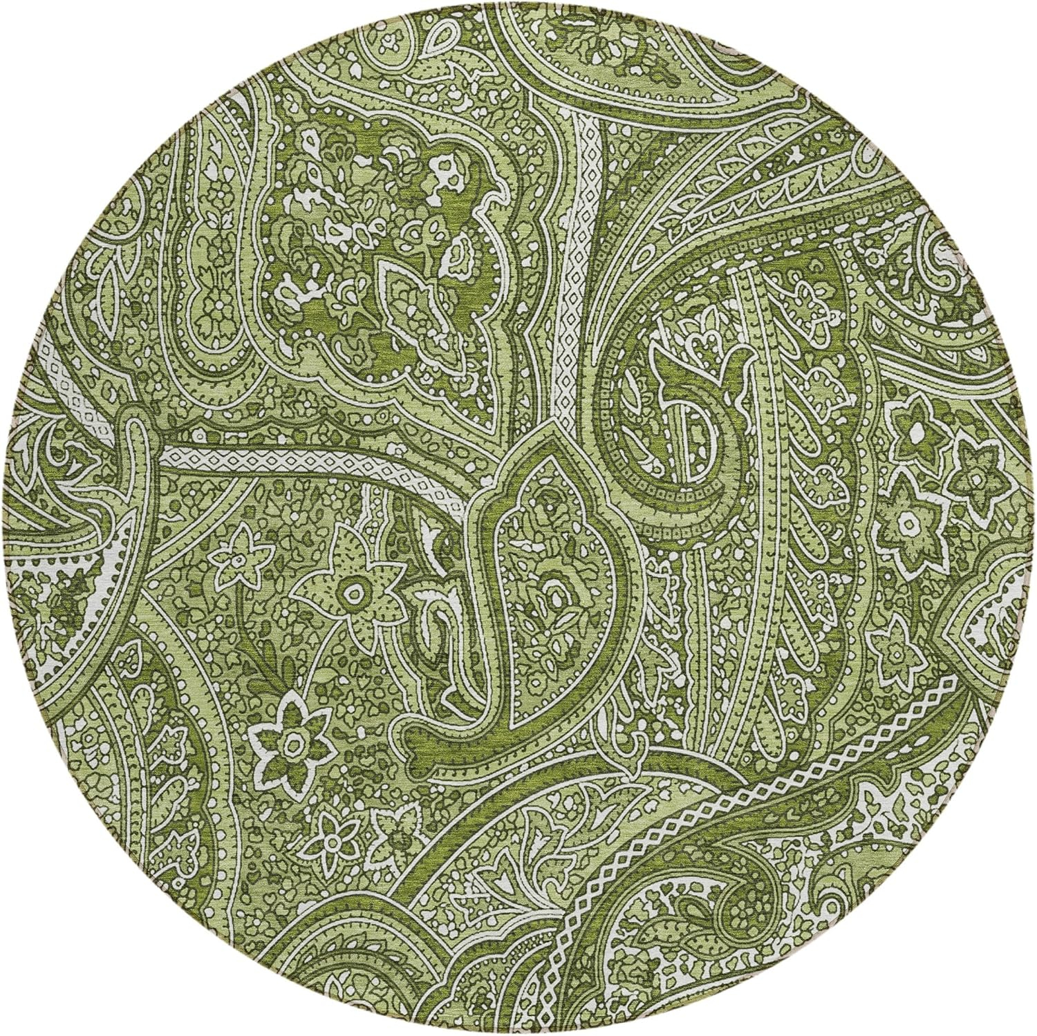 Addison Rugs Chantille ACN623 Green 8' x 8' Indoor Outdoor Round Rug, Easy Clean, Machine Washable, Non Shedding, Bedroom, Living Room, Dining Room, Kitchen, Patio Rug