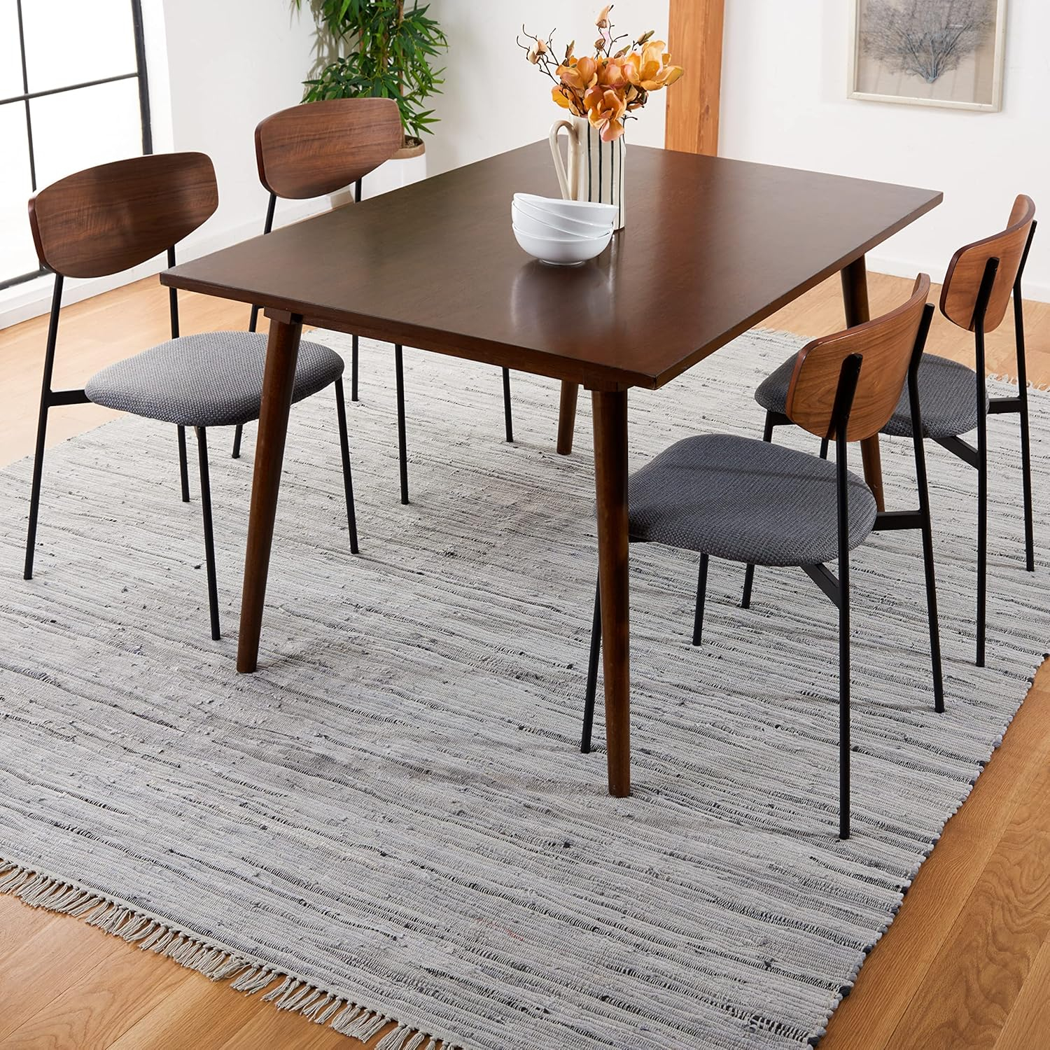 SAFAVIEH Rag Robynne Striped Cotton Area Rug, Grey, 10' x 14'