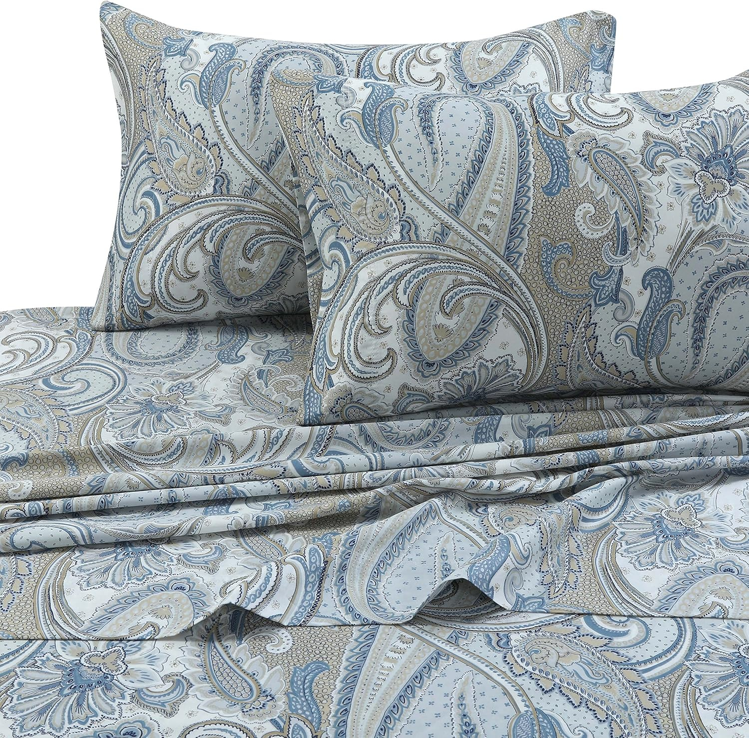 Tribeca Living 300 Thread Count Cotton Ultra-Soft Printed Pillowcases (Set of 2) paisley park multi Standard Modern & Contemporary