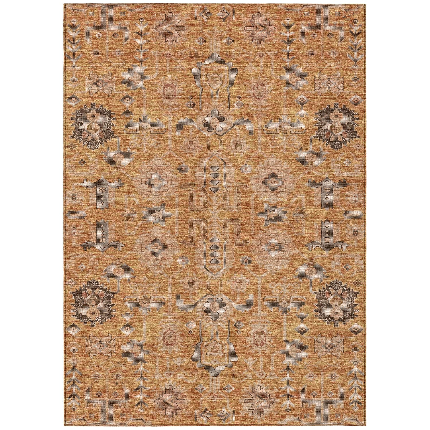 Terracotta Synthetic Flat Woven Rectangular Indoor Outdoor Rug