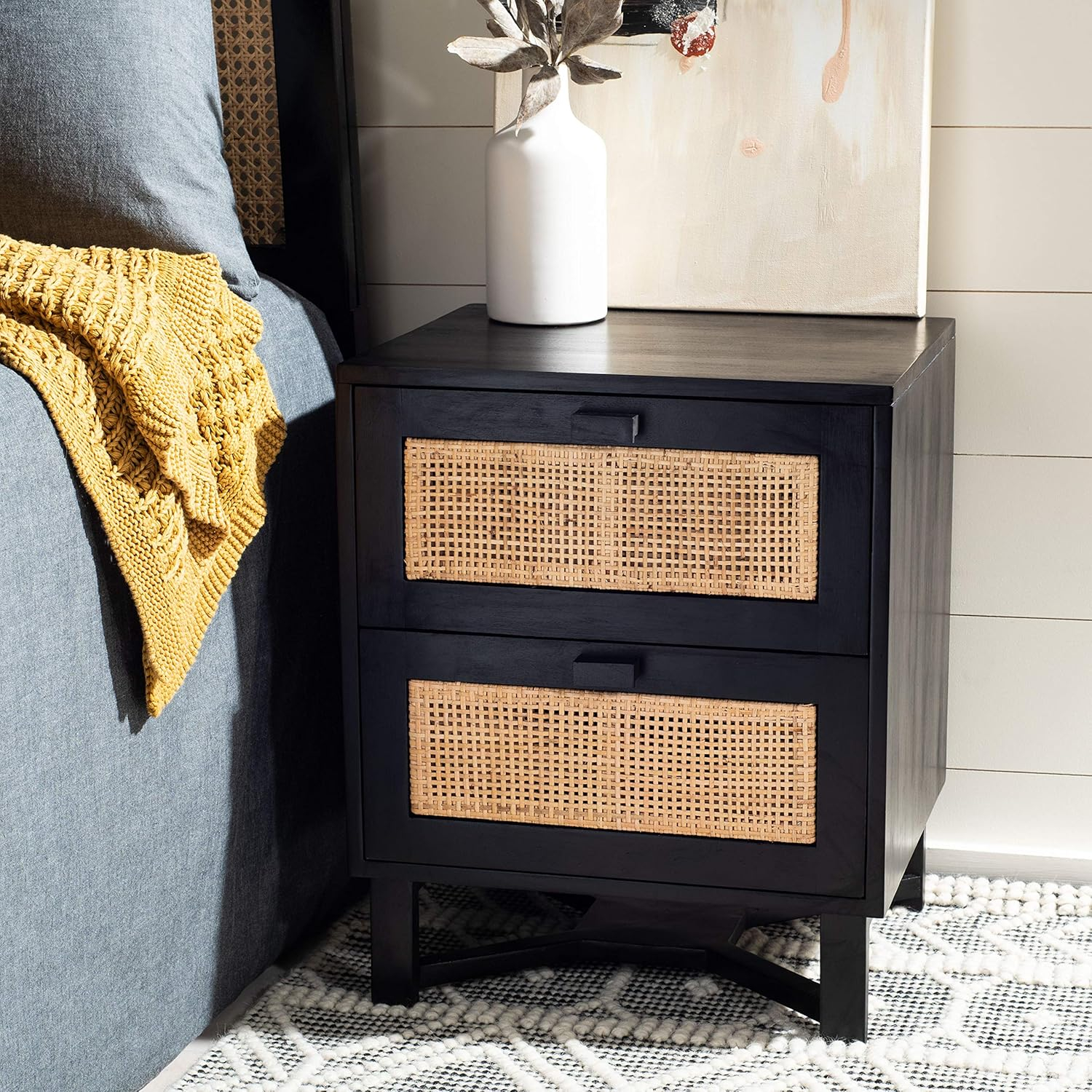 SAFAVIEH Hedwig Coastal 2 Drawer Nightstand, Natural