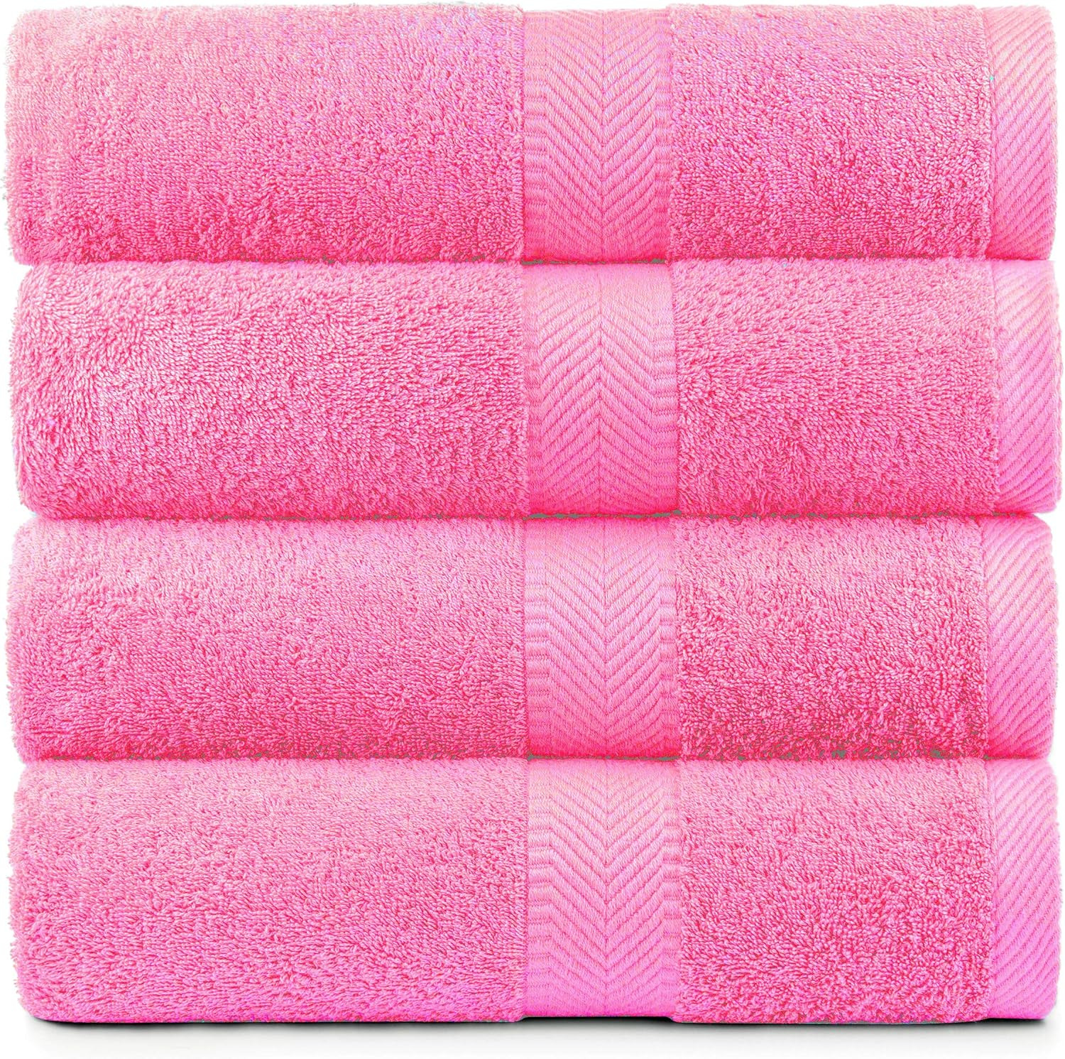 Oversized Pink Organic Cotton Bath Towel Set - 4 Pack