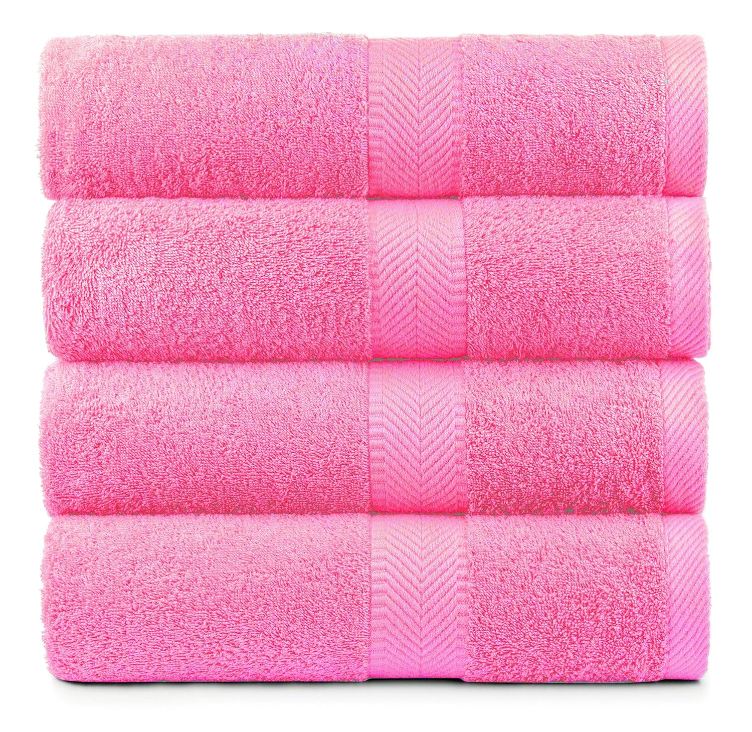 Oversized Pink Organic Cotton Bath Towel Set - 4 Pack