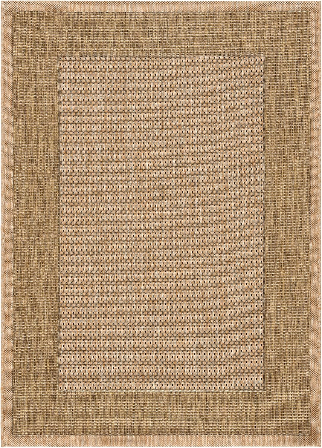 SAFAVIEH Courtyard Justine Bordered Indoor/Outdoor Area Rug, Natural/Gold, 2'7" x 5'