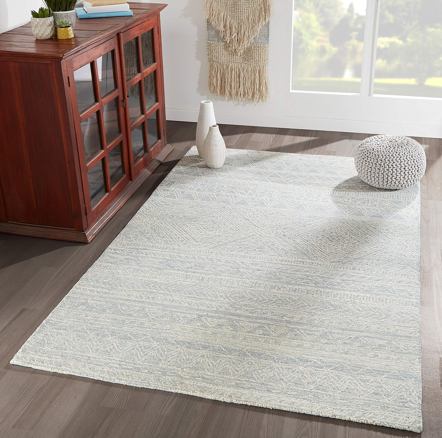 Momeni Contemporary Rectangle Area Rug, Light Blue, 5' X 8'