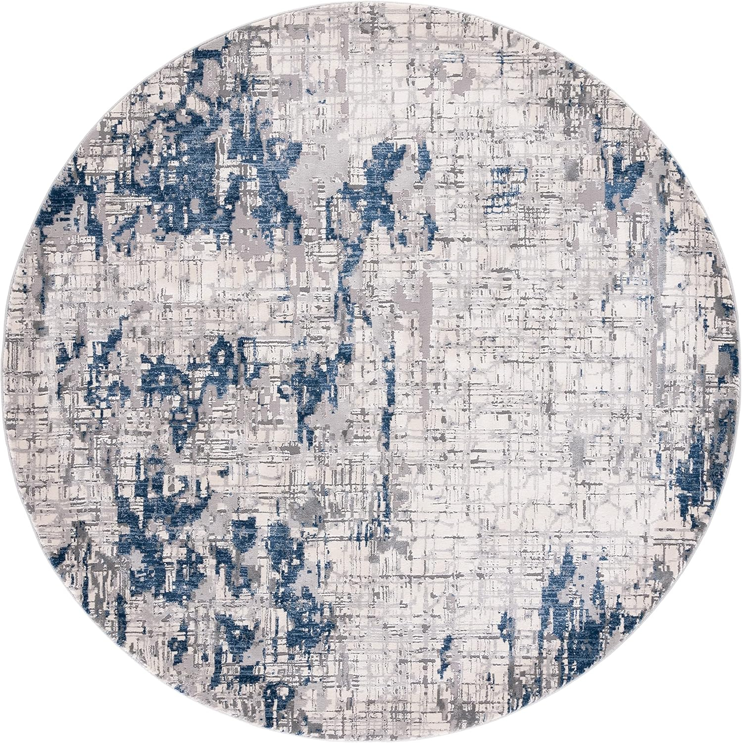 SAFAVIEH Meadow Bairre Abstract Area Rug, Ivory Grey/Blue, 6'7" x 6'7" Round