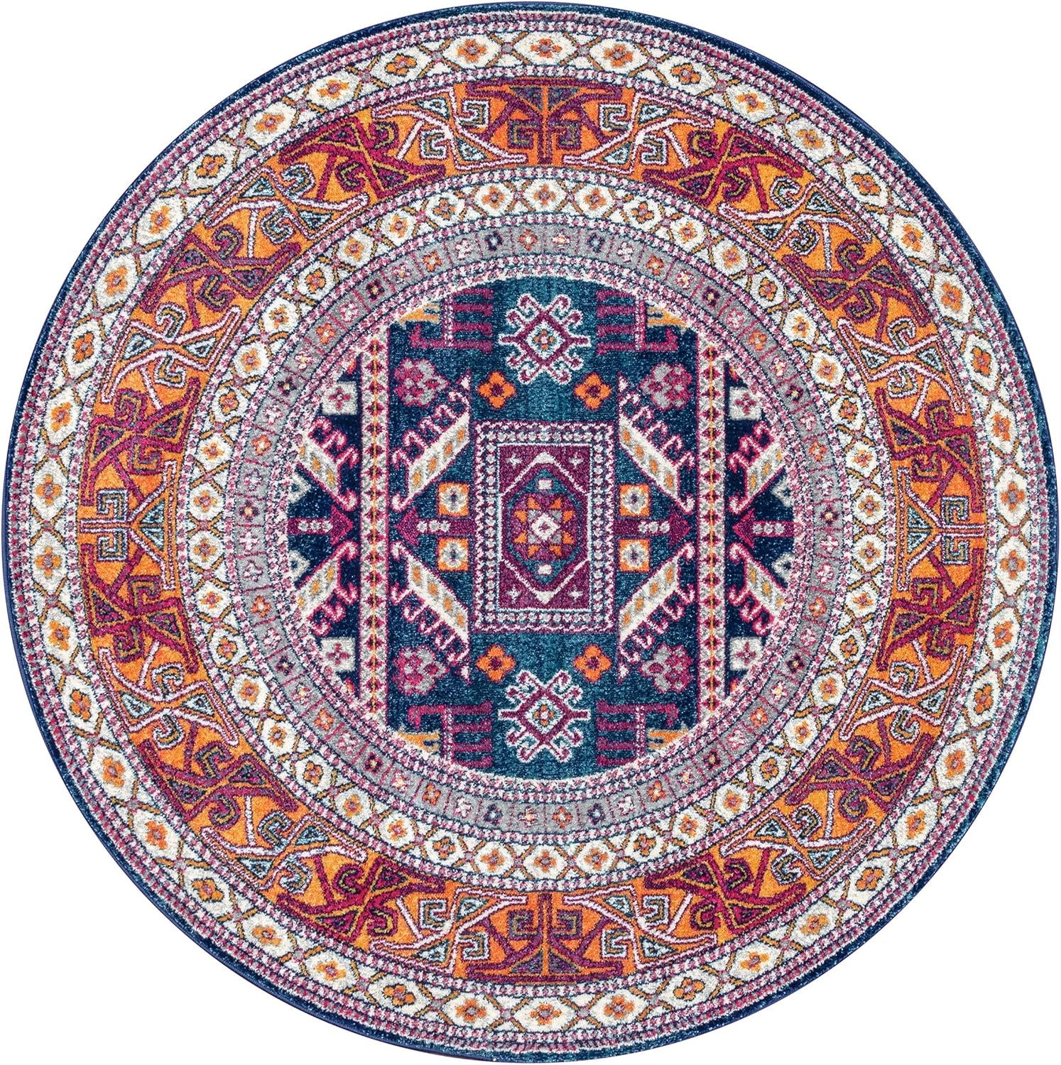 Handmade Navy Oval Synthetic Reversible Rug, 6' 7" x 9'