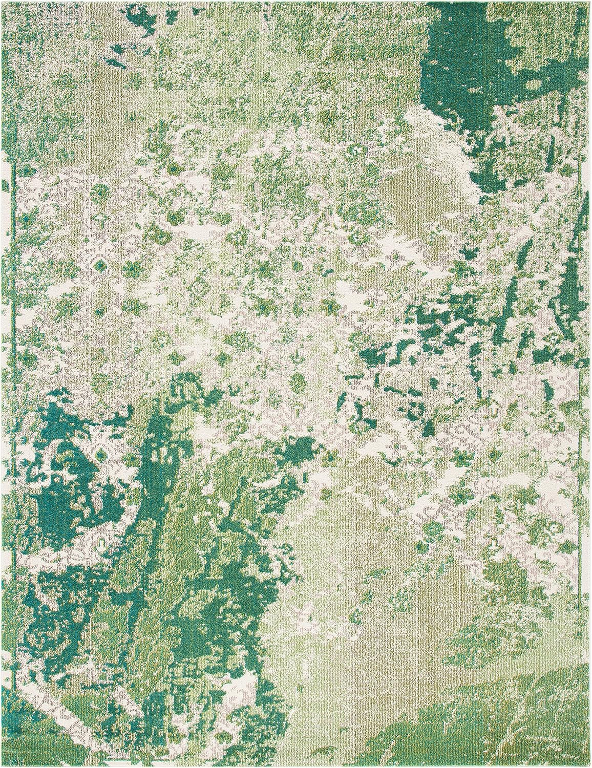 SAFAVIEH Madison Seanan Abstract Area Rug, Green/Ivory, 10' x 14'