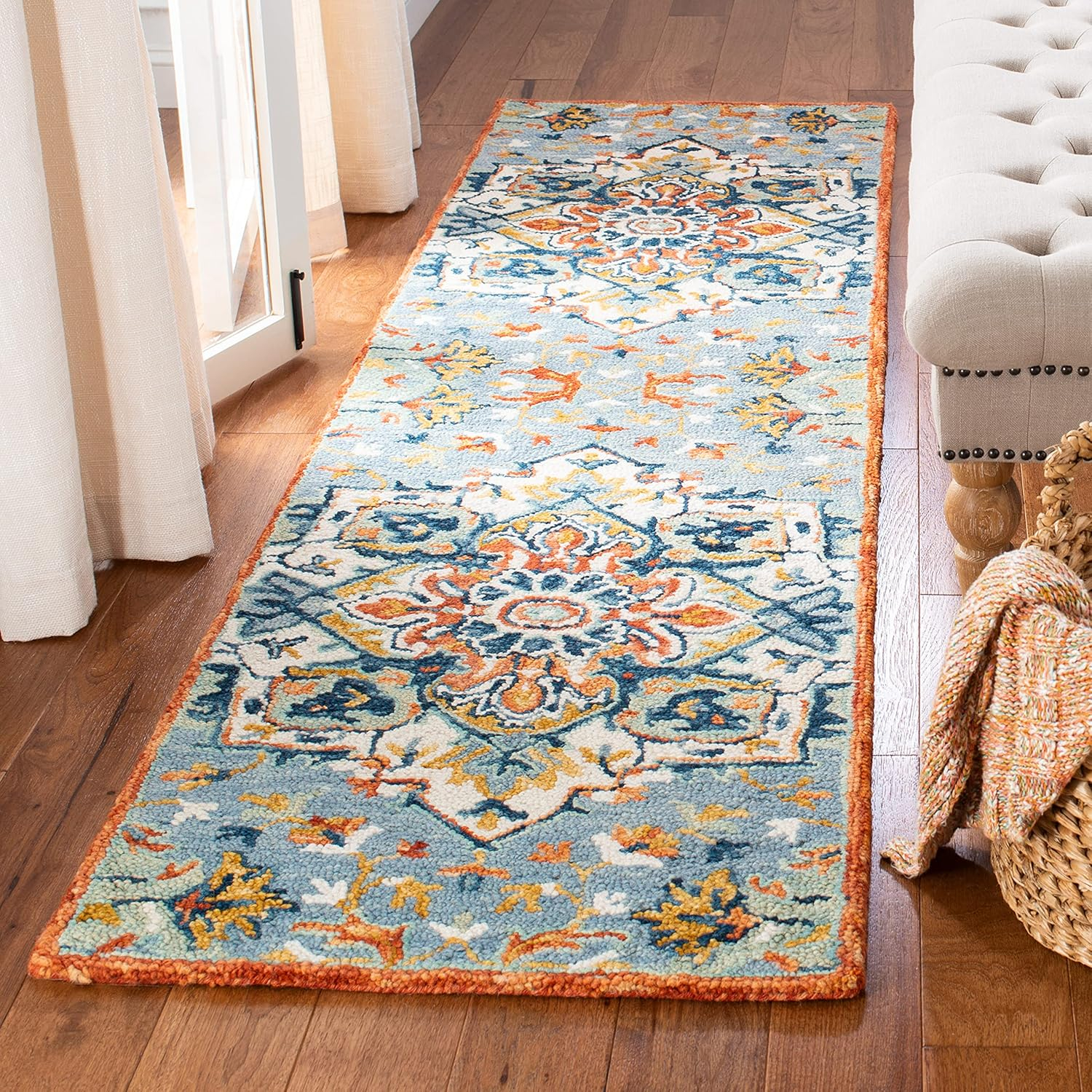 Aspen Blue/Rust 2 ft. x 7 ft. Floral Runner Rug