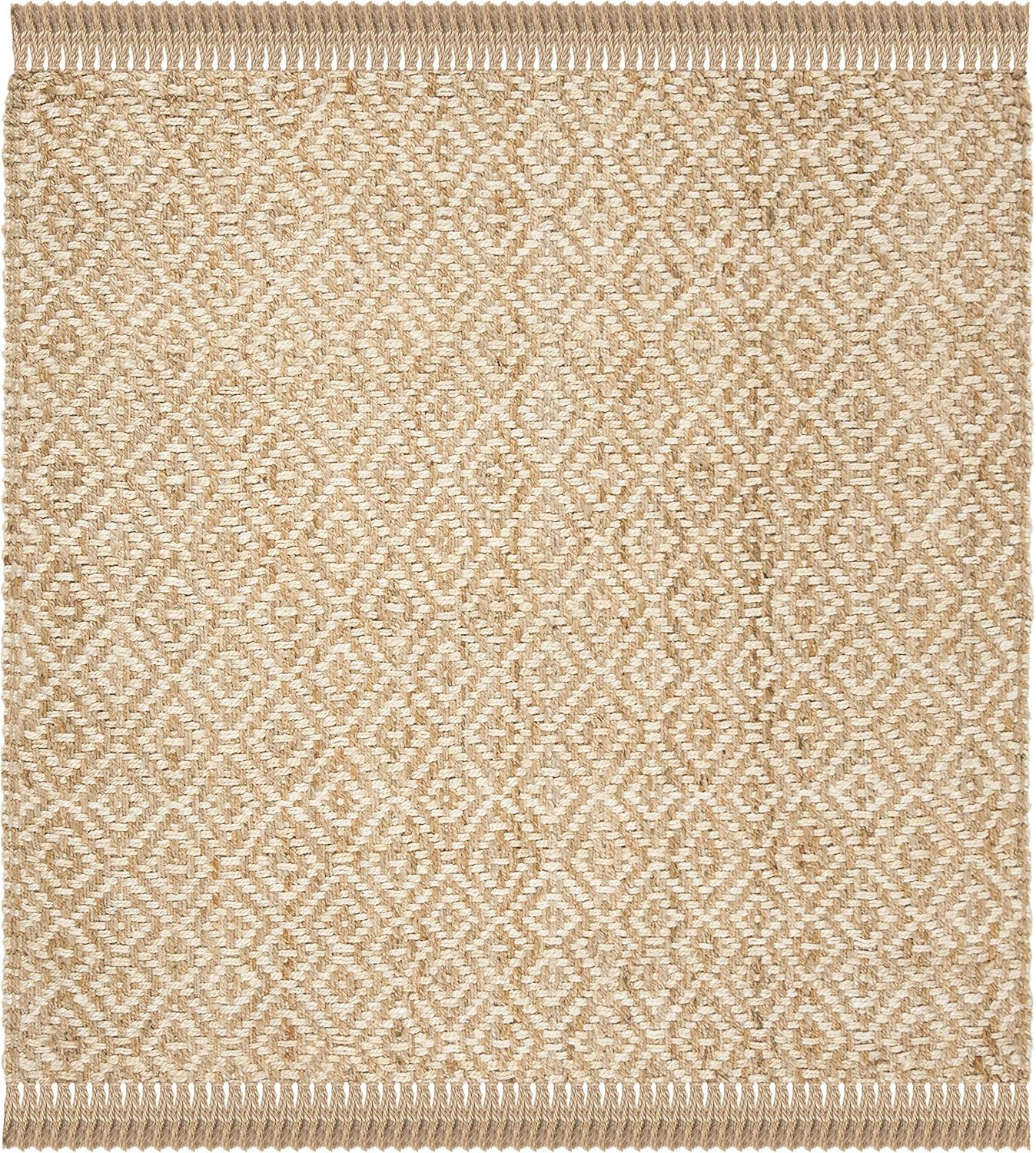 Safavieh Natural Fiber Davie 6 x 6 (ft) Jute Ivory/Natural Square Indoor Geometric Coastal Area rug