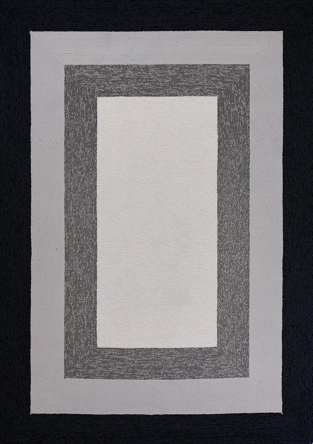 Contemporary Blue Block Outdoor Accent Rug - Synthetic, Easy Care