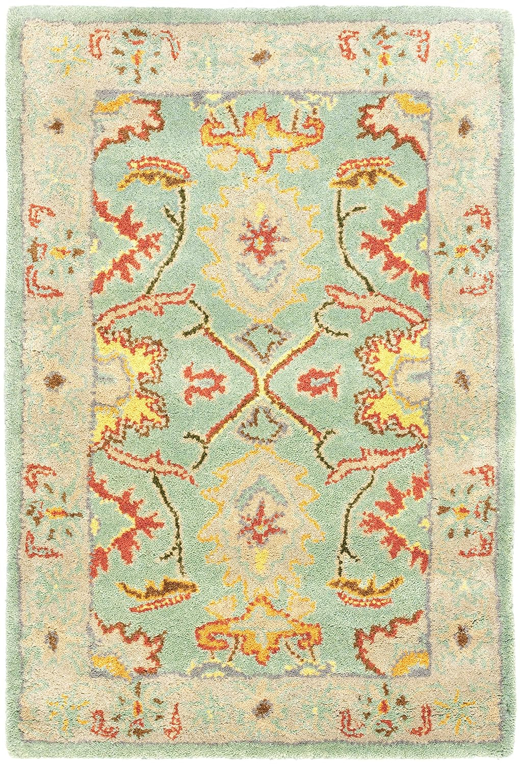 SAFAVIEH Heritage Giles Traditional Wool Area Rug, Light Blue/Ivory, 2' x 3'