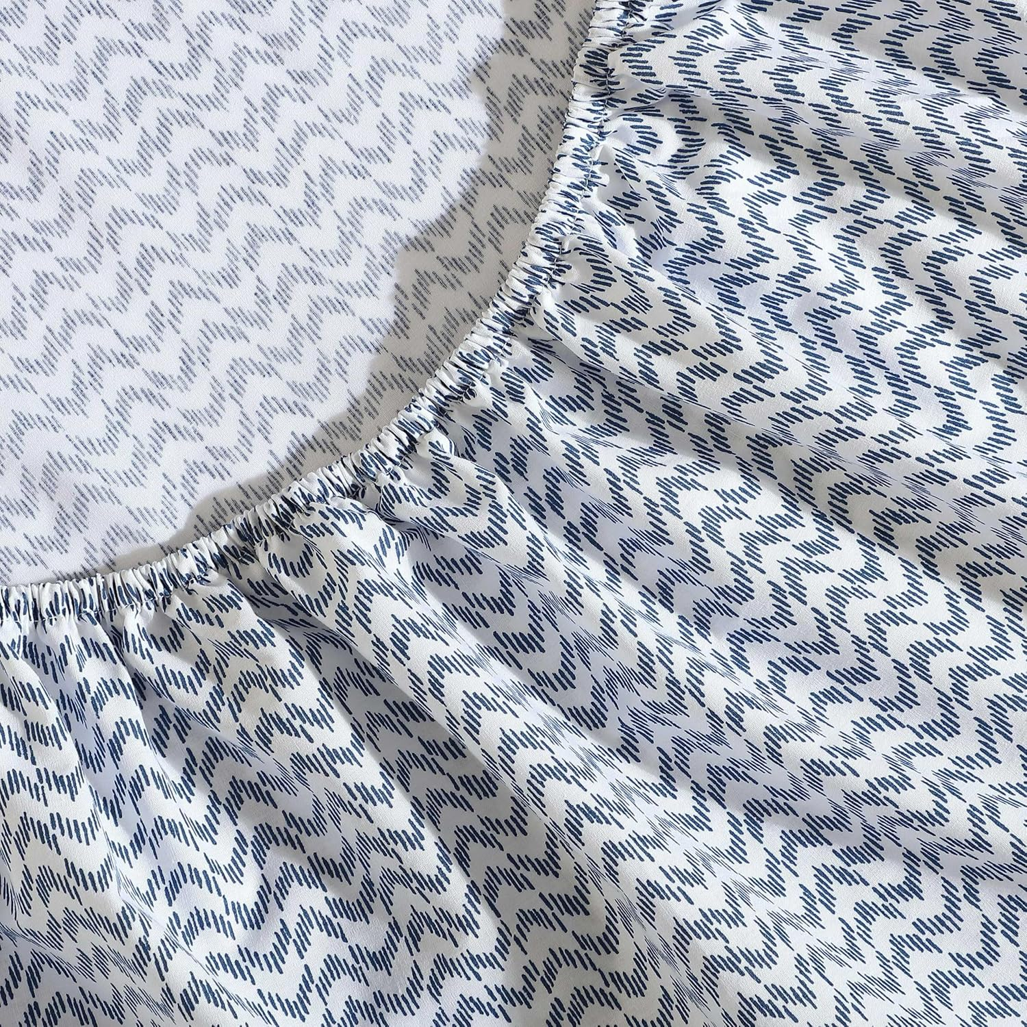 King Blue Cotton Percale Deep Pocket Sheet Set