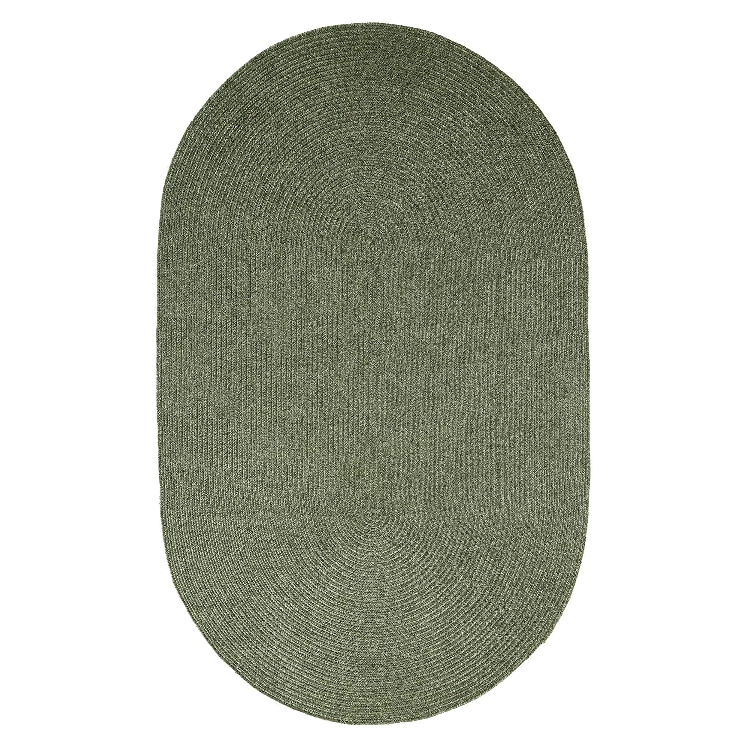 Green Braided Oval Synthetic Area Rug 5' x 8' - Easy Care & Reversible