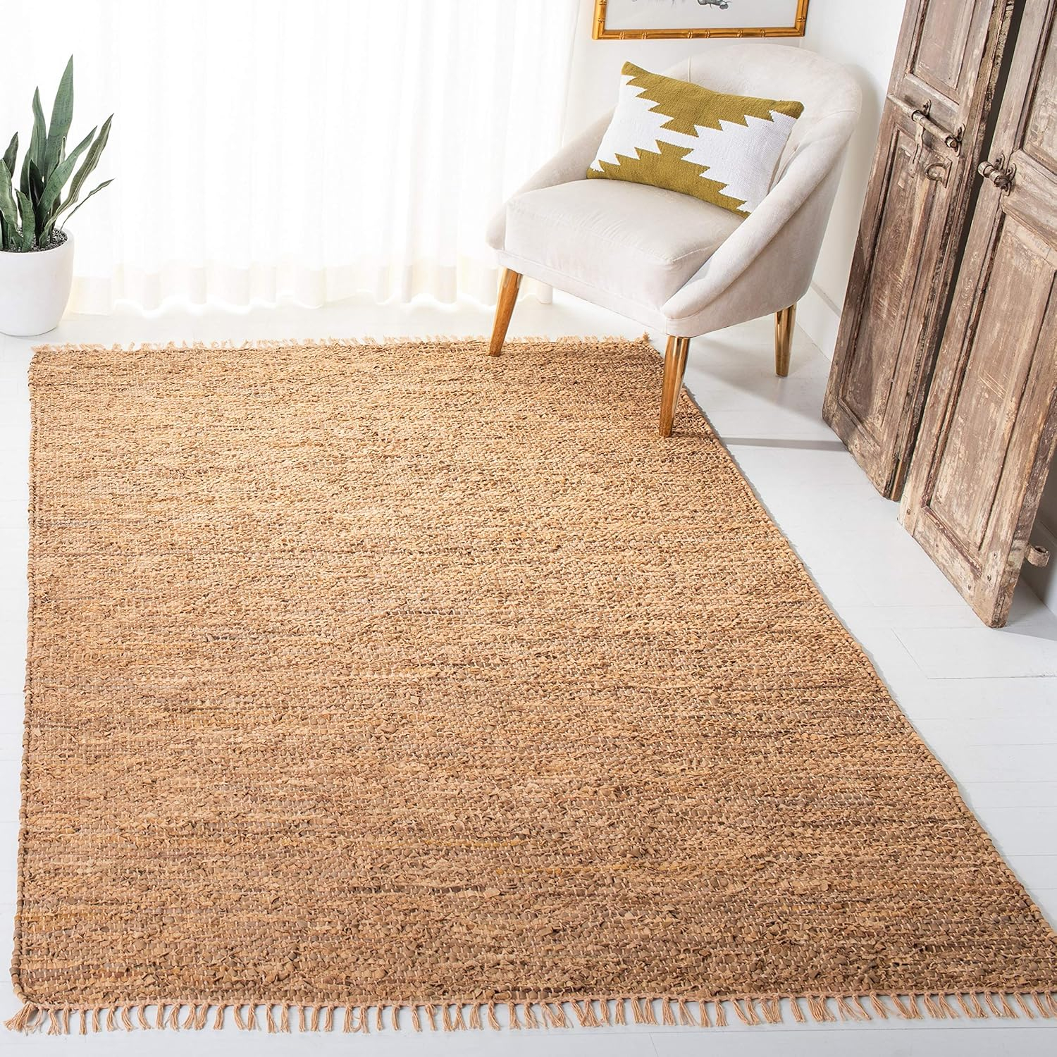 Modern Artisan Cowhide & Synthetic 3' x 5' Flat Woven Rug