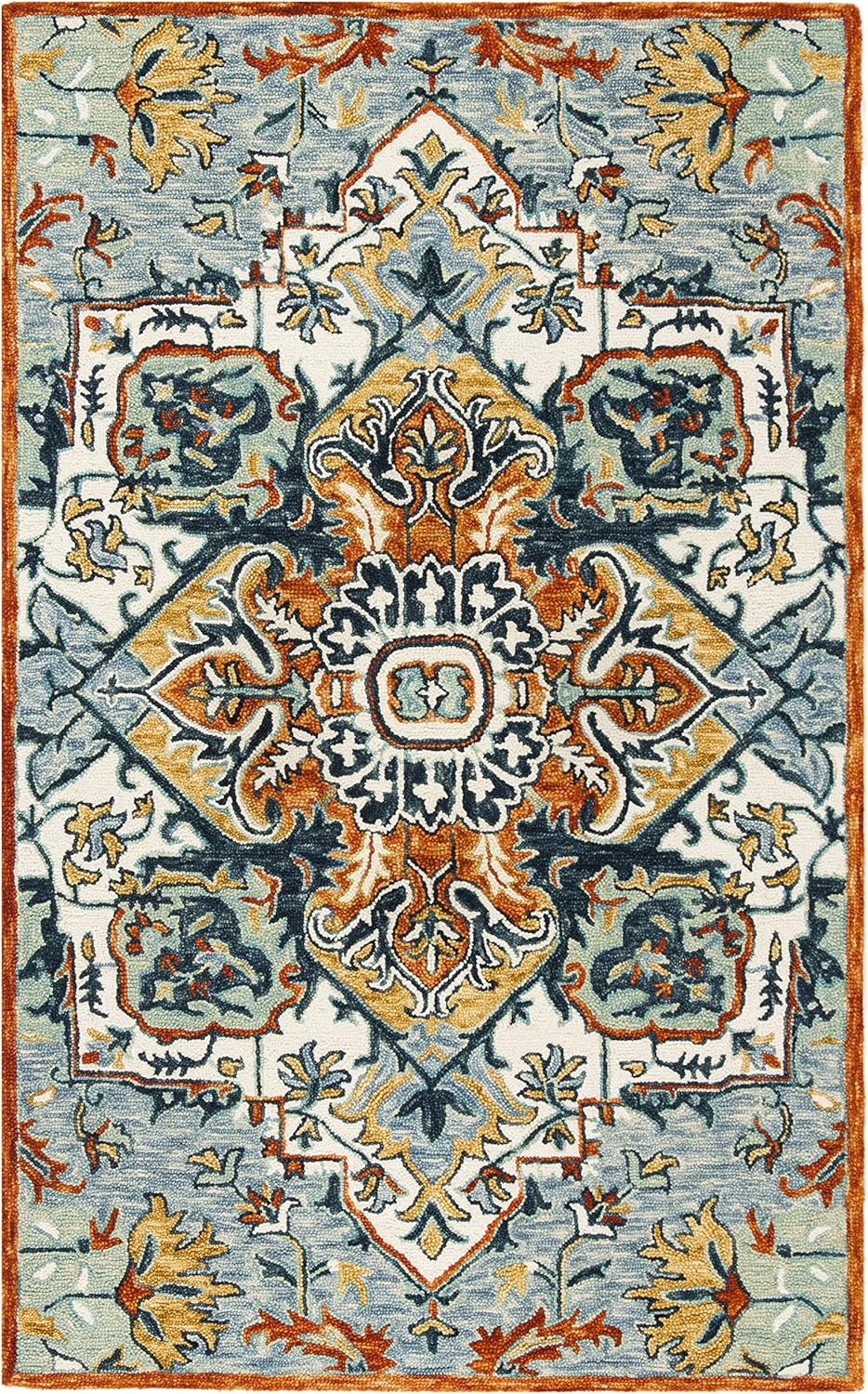 SAFAVIEH Aspen Caroline Southwestern Area Rug, Blue/Rust, 4' x 6'