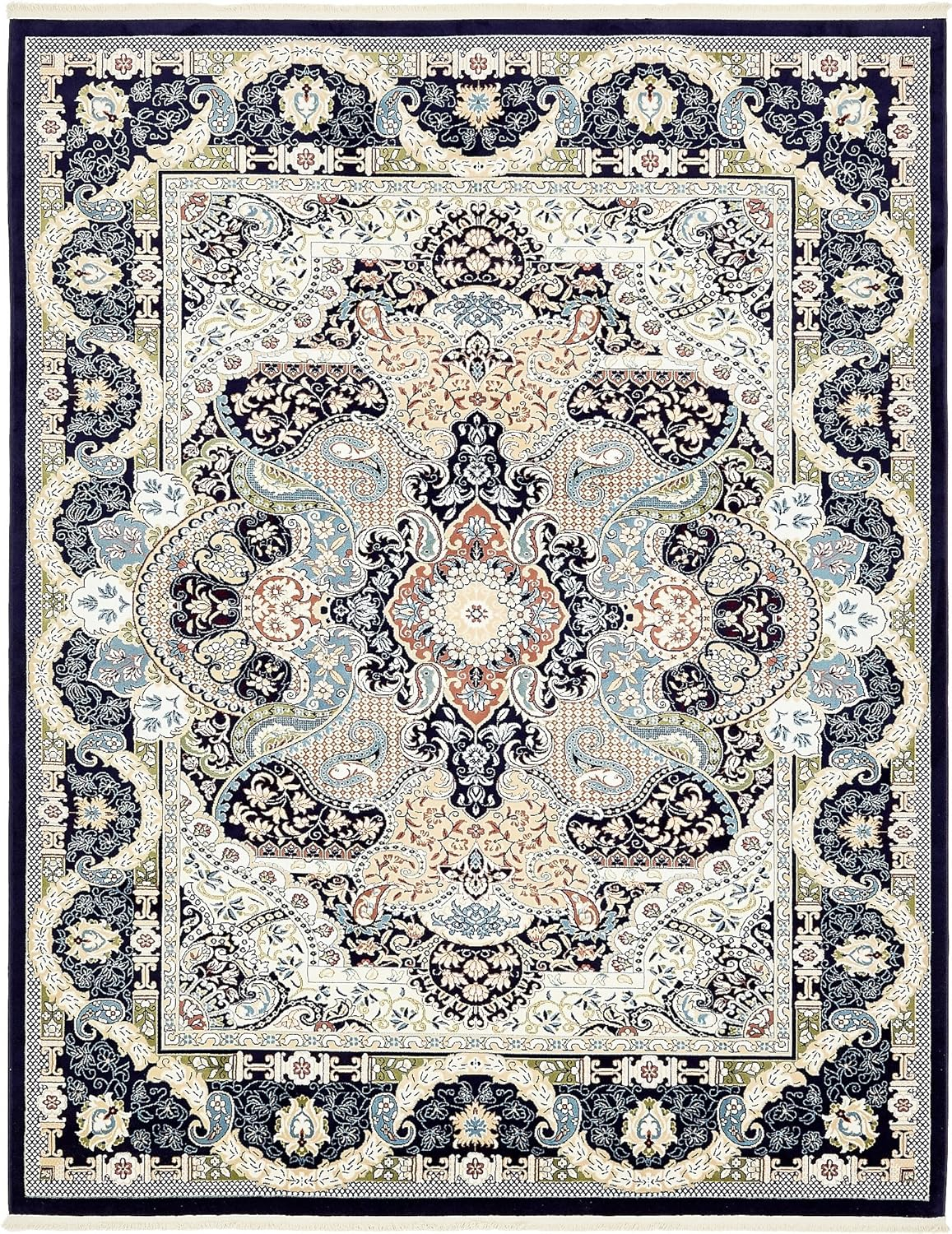 Narenj Collection Area Rug - Glasgow (7 ft. 10 in. x 10 ft. Rectangle Navy Blue/Blue)
