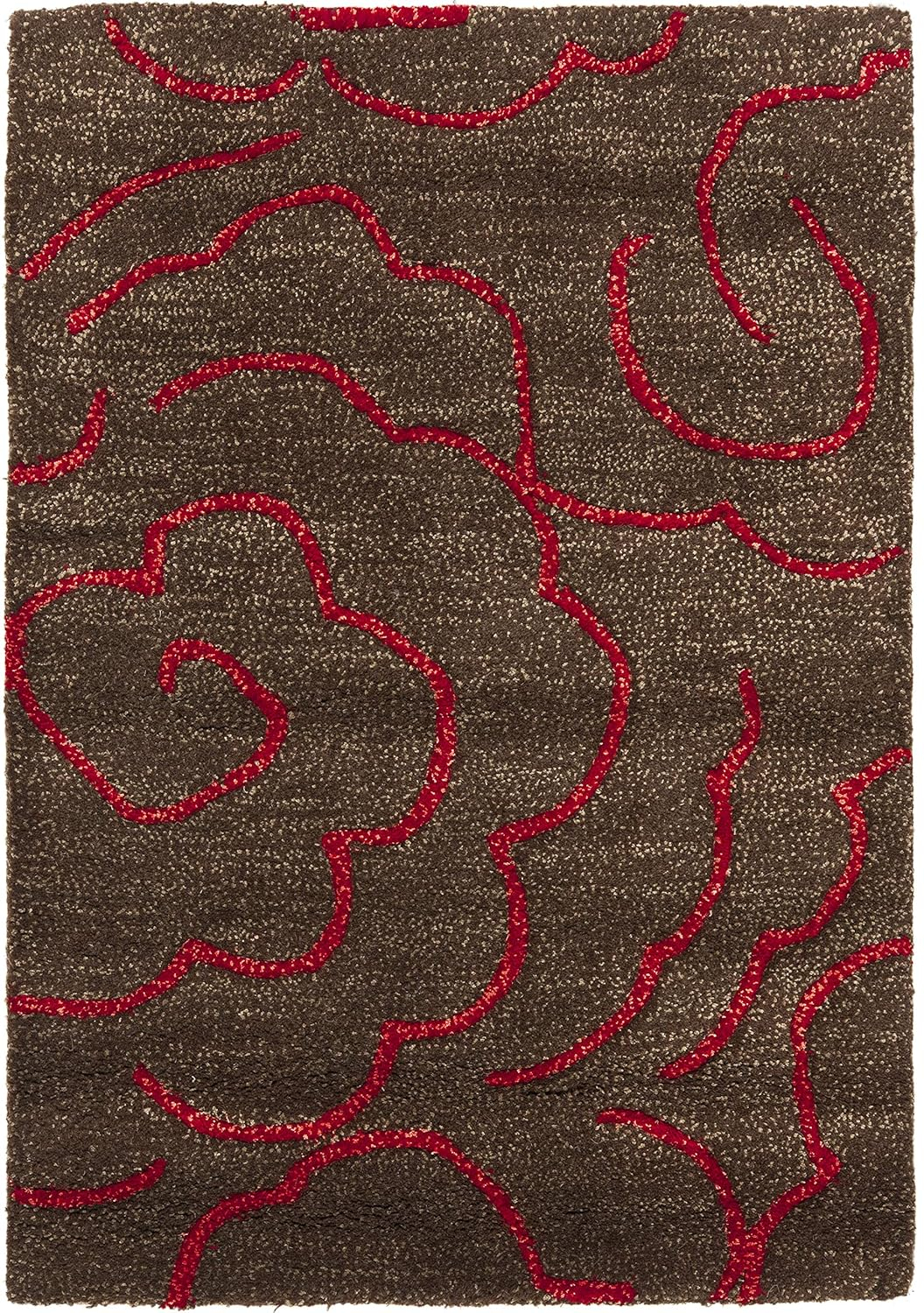 SAFAVIEH Soho Trinity Floral Wool Area Rug, Chocolate/Red, 2' x 3'