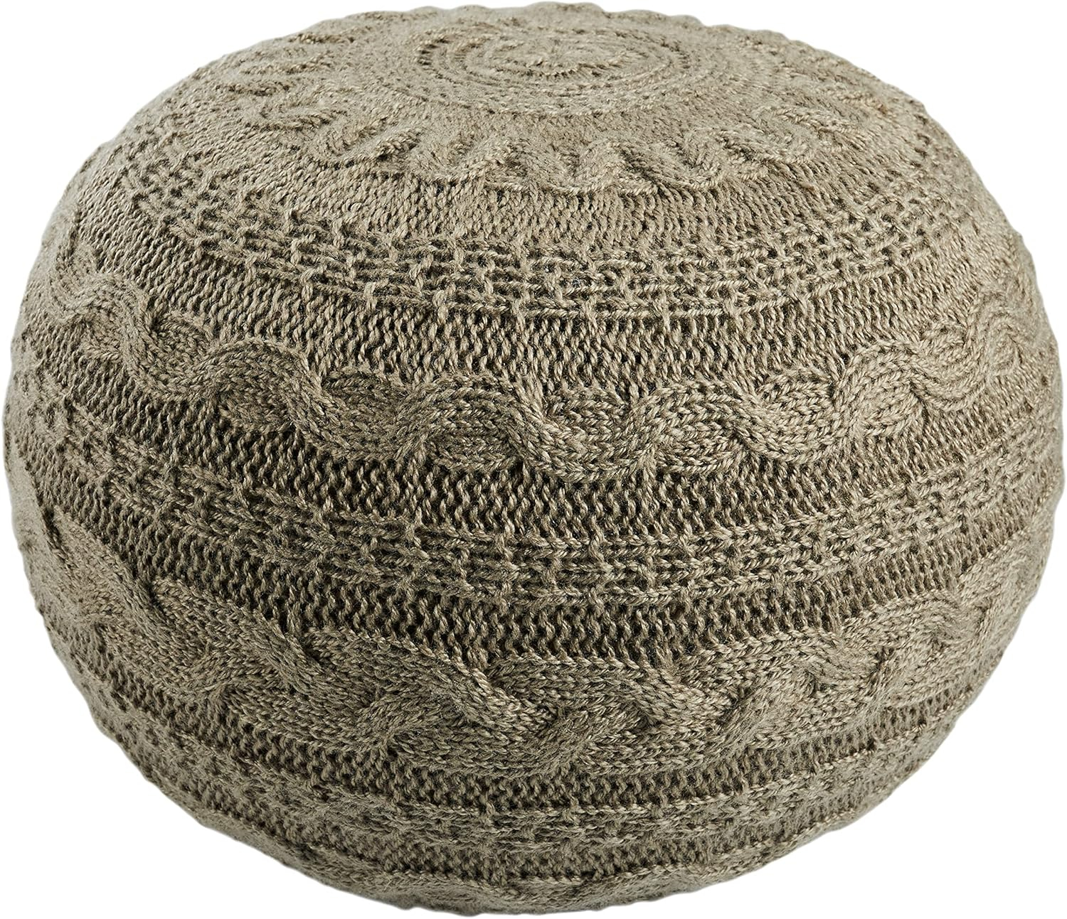 Jaipur Living Vibe Etta Solid Taupe/Olive Round Pouf