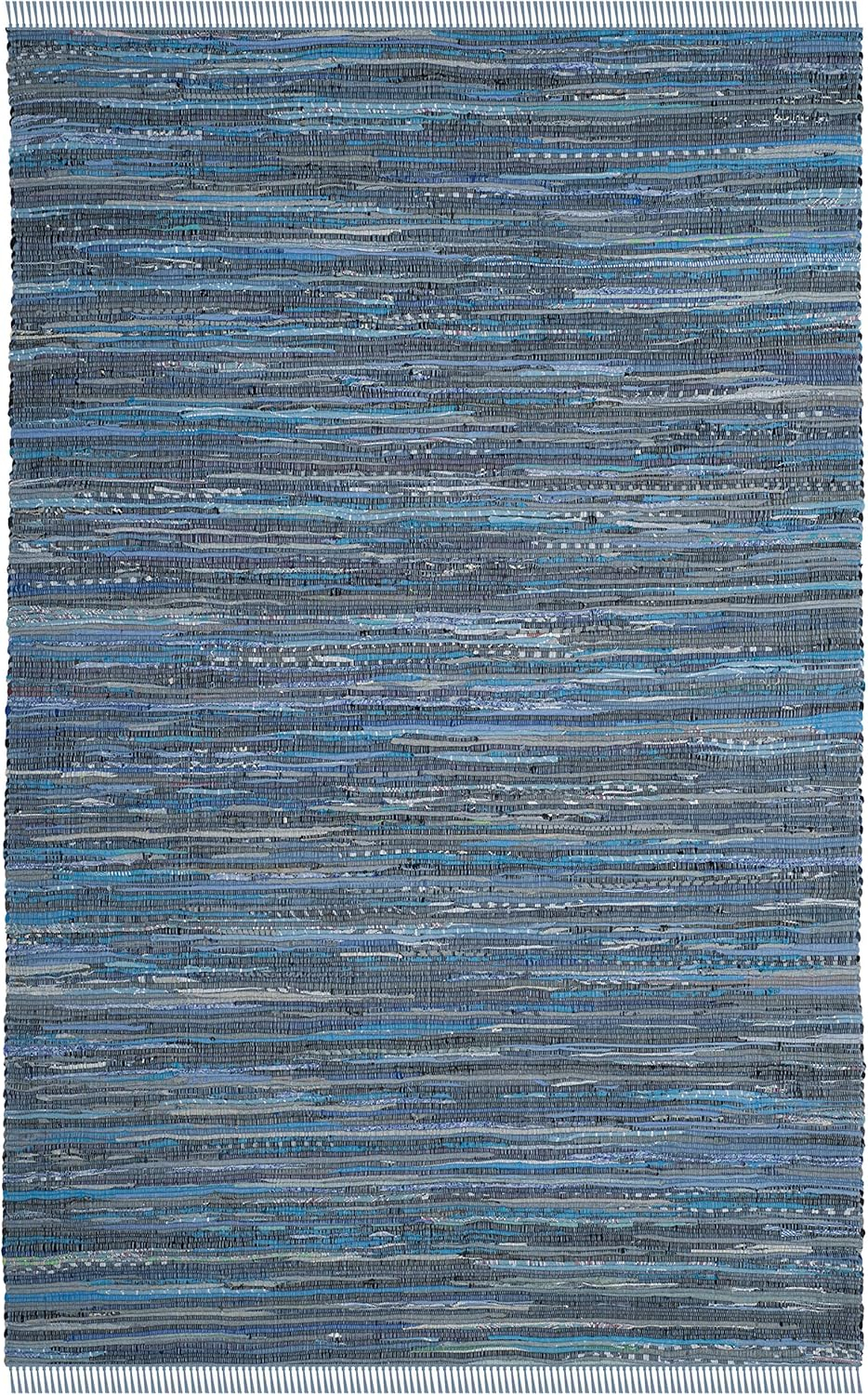 Handmade Blue and Multicolor Wool Cotton Stripe Area Rug