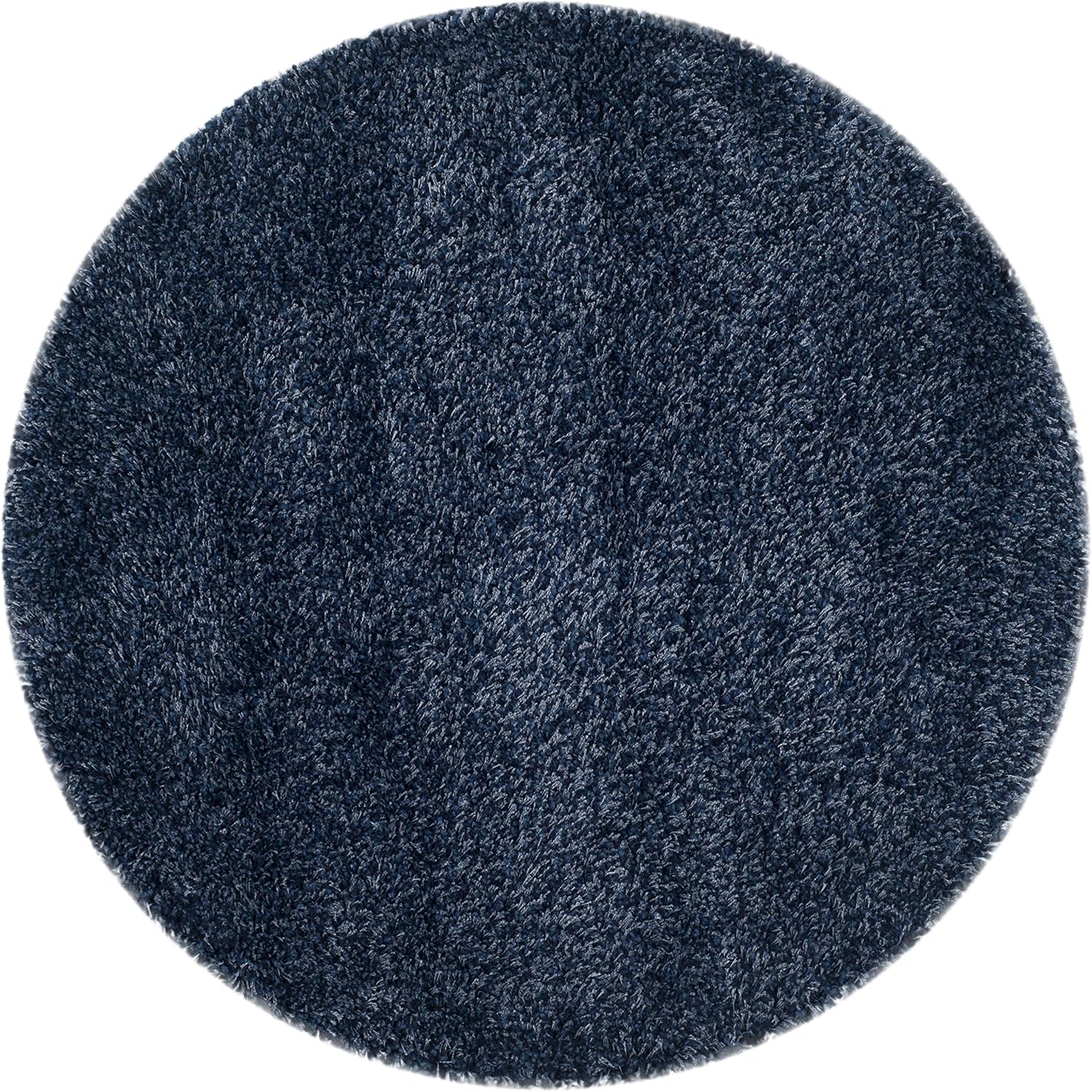 SAFAVIEH California Solid Plush Shag Area Rug, Navy, 10' x 10' Round