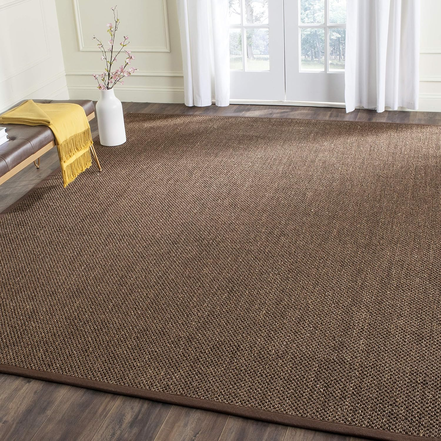 SAFAVIEH Natural Fiber Juniper Border Sisal Area Rug, Brown, 9' x 12'