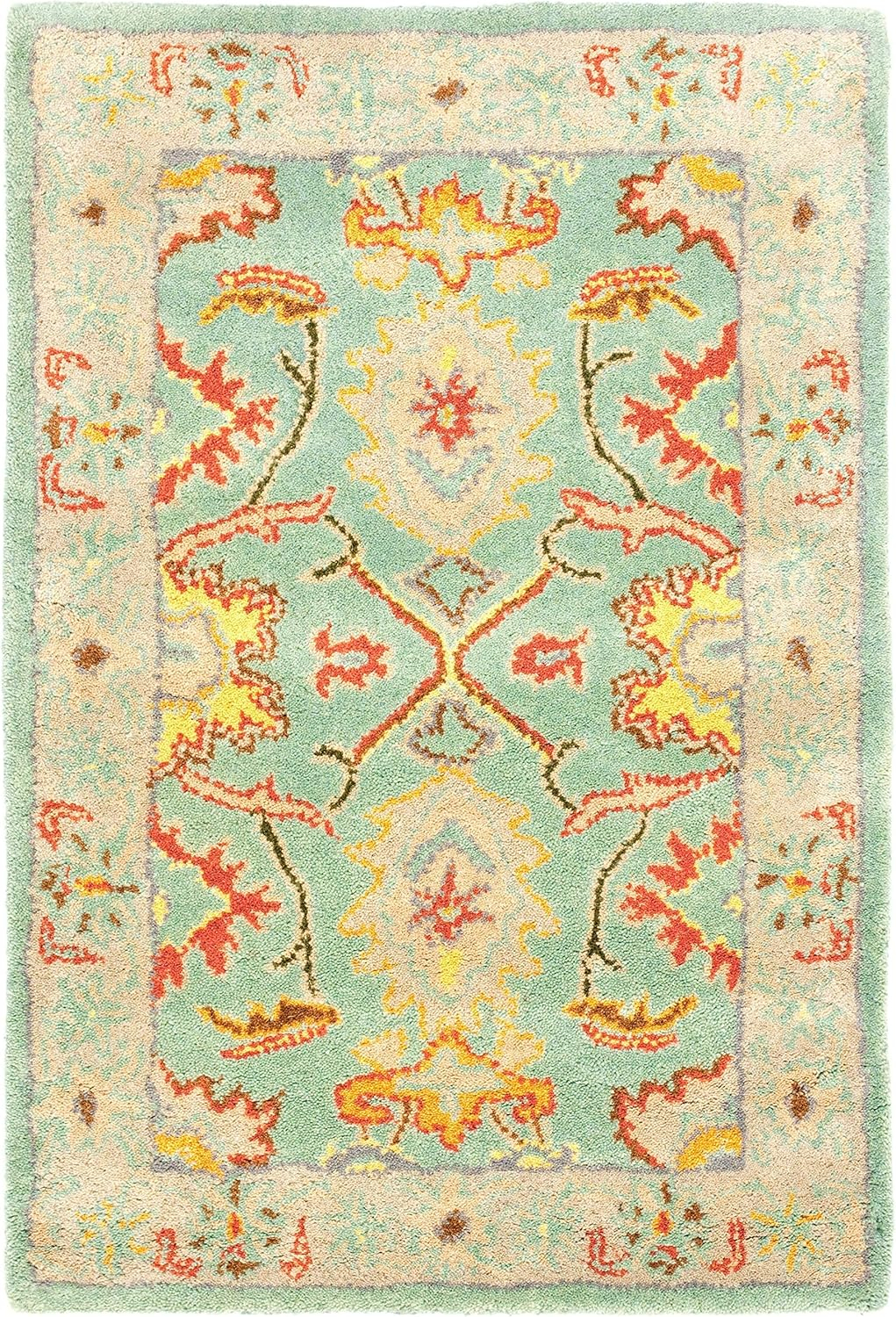 SAFAVIEH Heritage Giles Traditional Wool Area Rug, Light Blue/Ivory, 2' x 3'