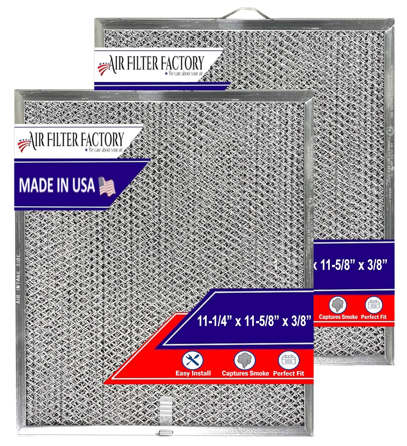 Air Filter Factory 2-Pack Aluminum Mesh Charcoal Combo for Broan Nutone QT2000, WA6500