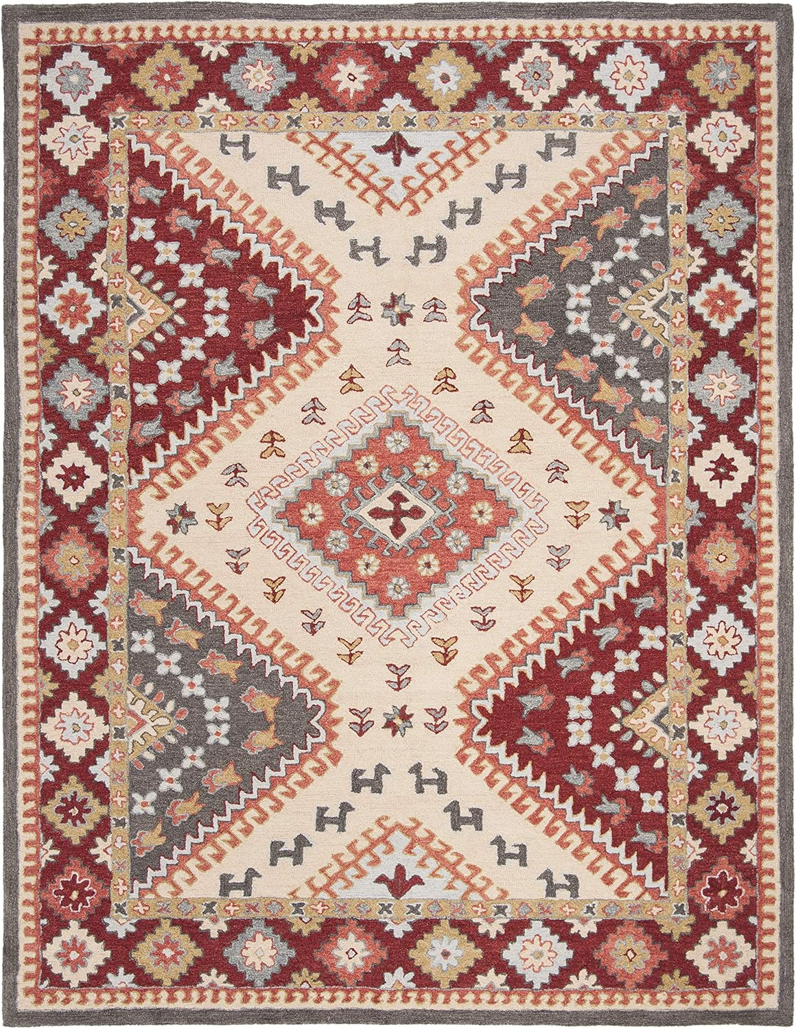 Handmade Red Wool 9' x 12' Tufted Rectangular Rug