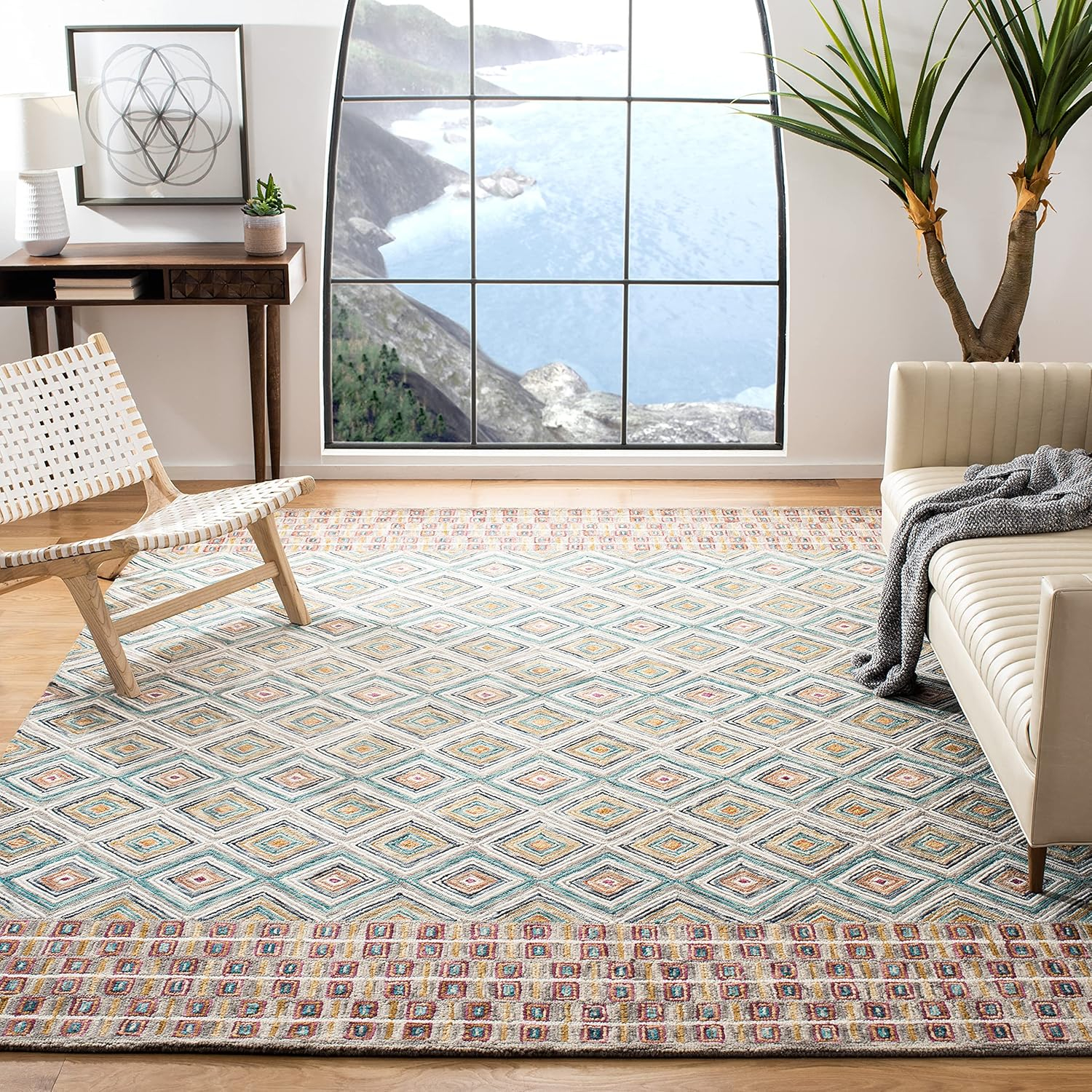 SAFAVIEH Aspen Maurice Geometric Wool Area Rug, Green/Red, 3' x 5'