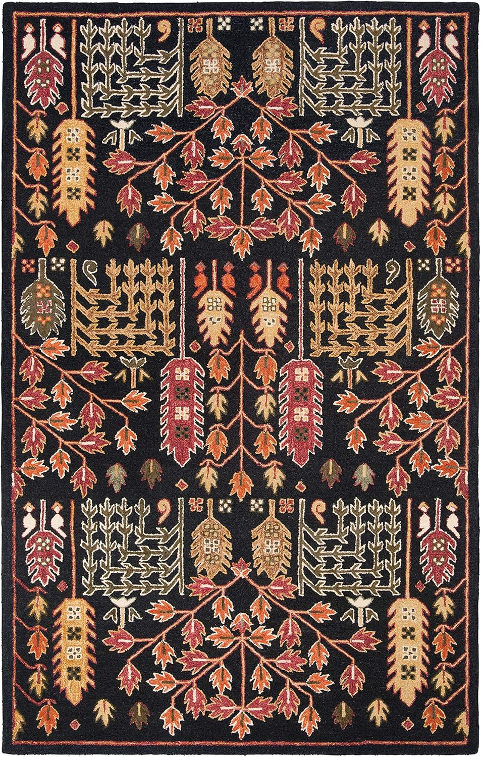 SAFAVIEH Aspen Wilhelmina Floral Wool Area Rug, Black/Red, 4' x 6'