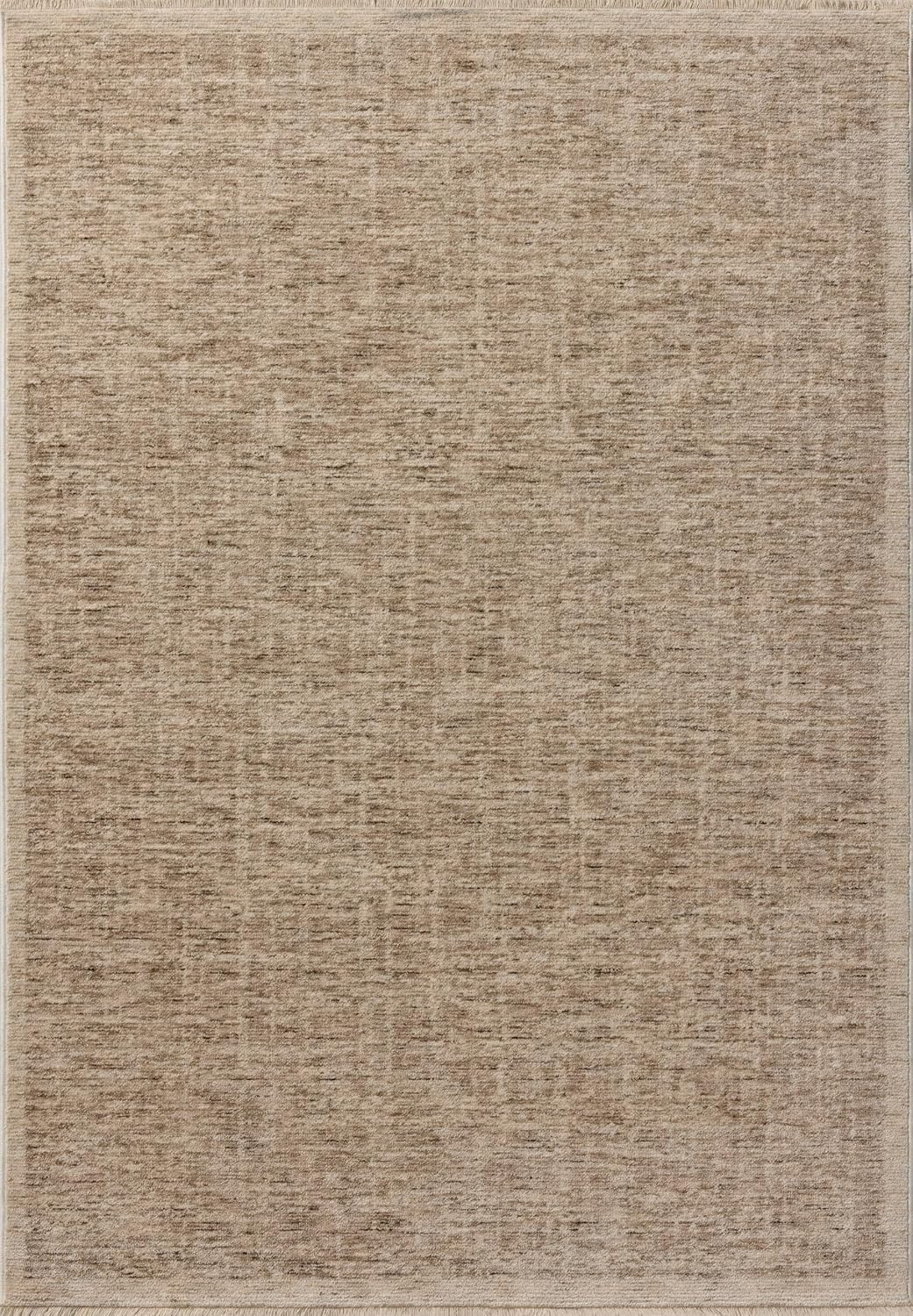 Taupe and Bone Synthetic Rectangular Runner Rug, 95" Length