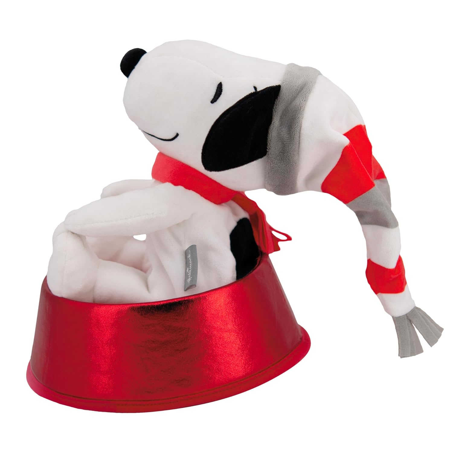 Snoopy Plush Fabric Christmas Tree Topper with Red Base