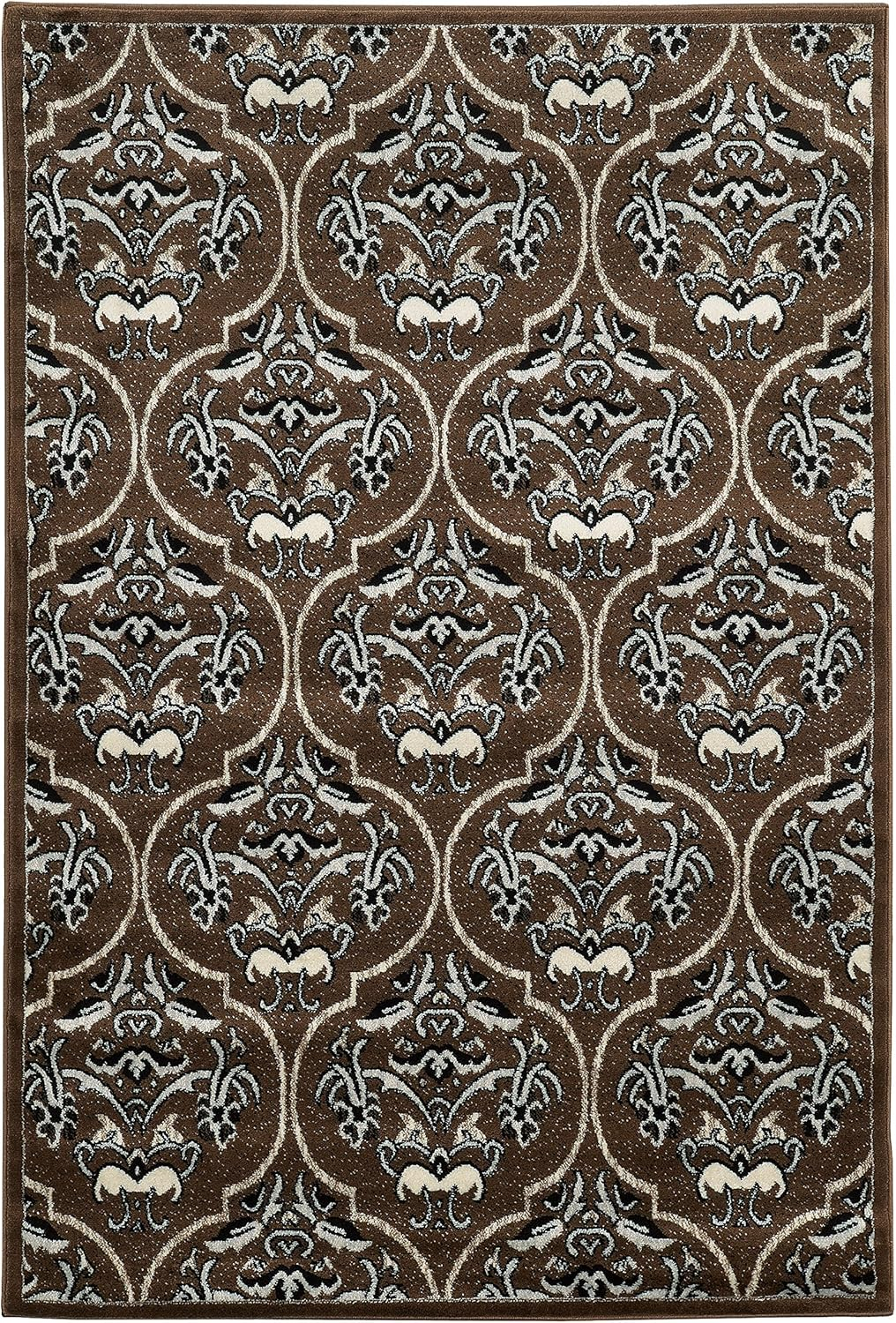 Linon Elegance England Power Loomed Polypropylene 8'x10' Rug in Brown